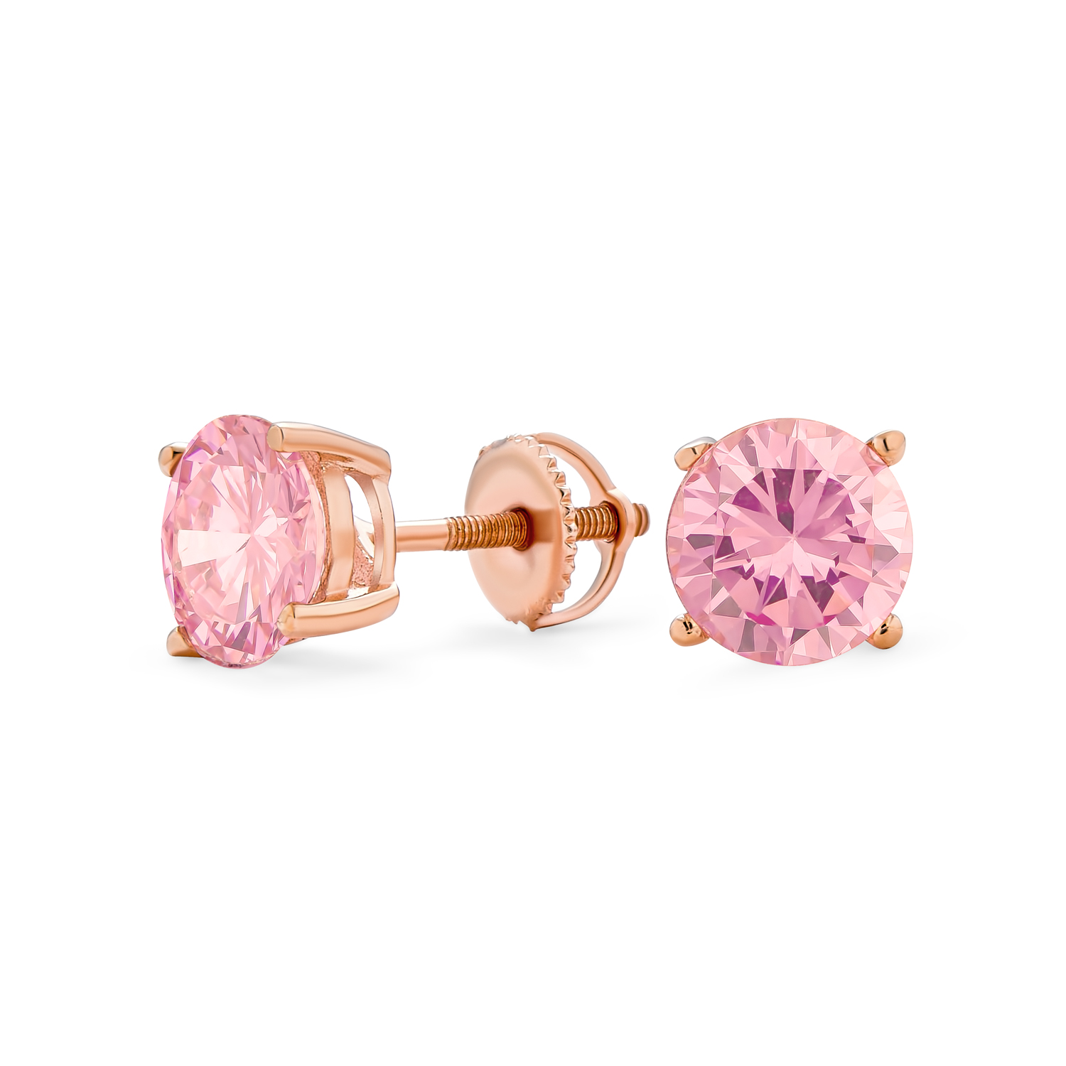 Round Solitaire Brilliant Cut AAA CZ Stud Earrings Screw back For Men Women - 第 43/53 張圖片