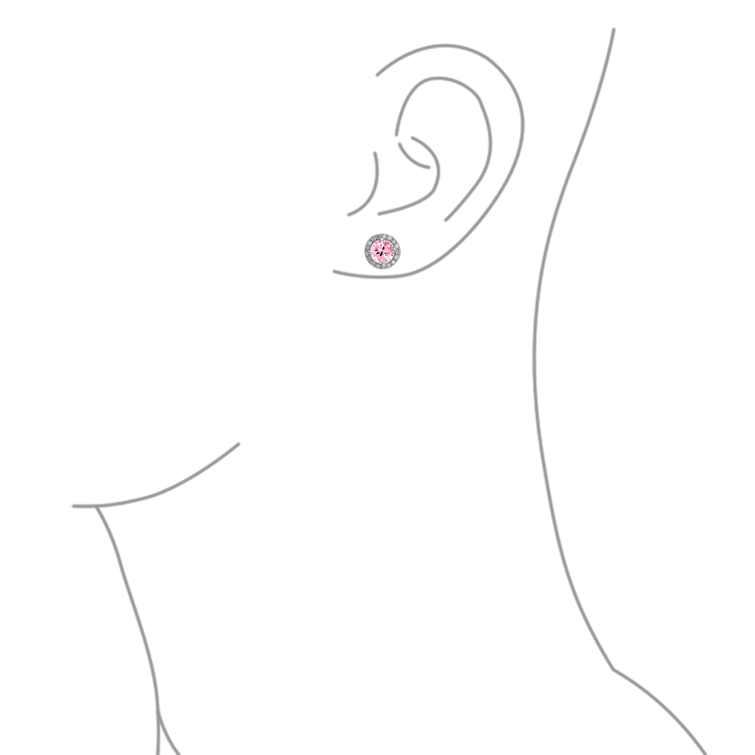 Round Solitaire Halo Multi Color CZ Stud Earrings.925 Sterling Silver 8MM - Picture 23 of 32