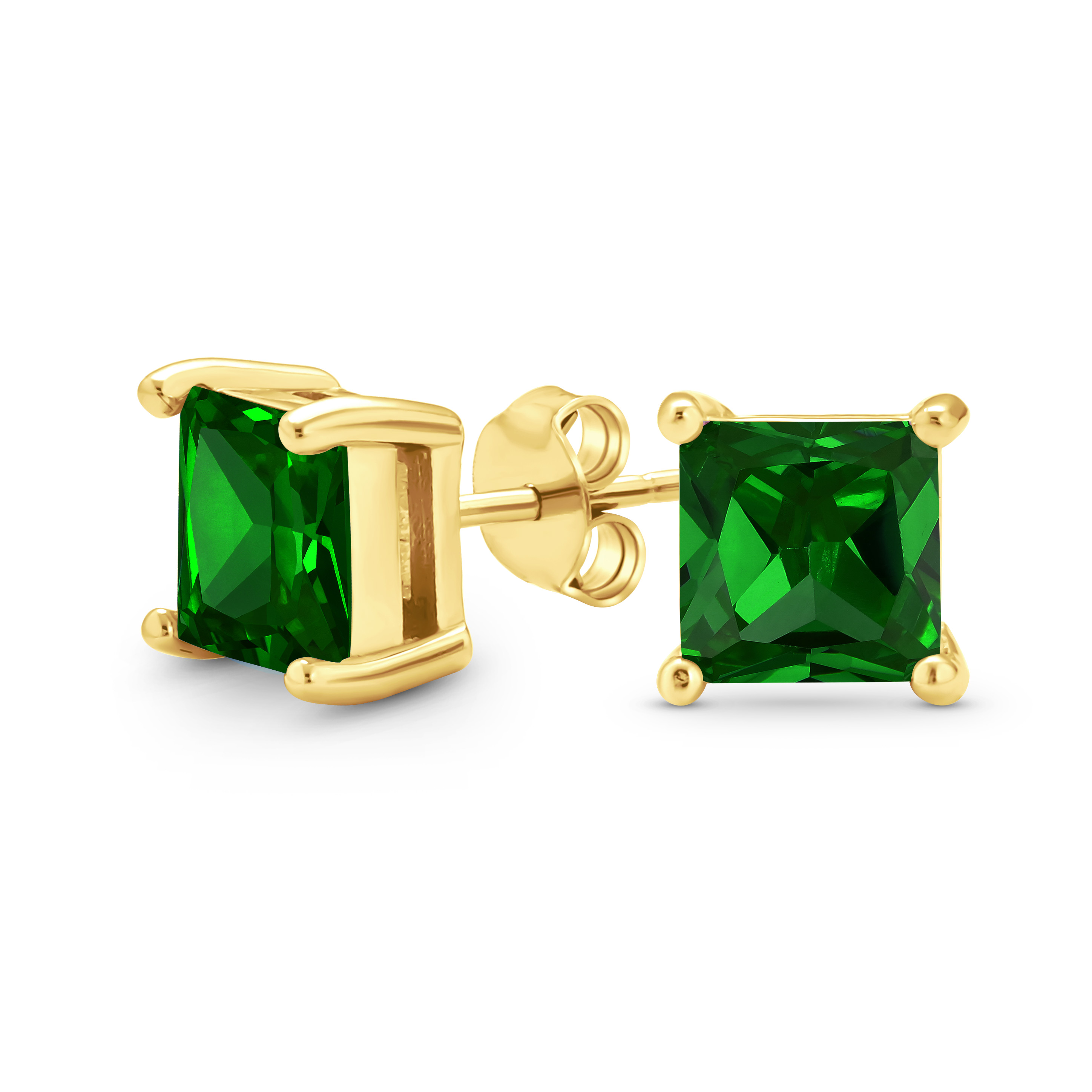 Square Cubic Zirconia Solitaire Princess AAA CZ Stud Earrings For Women Men - Picture 44 of 109
