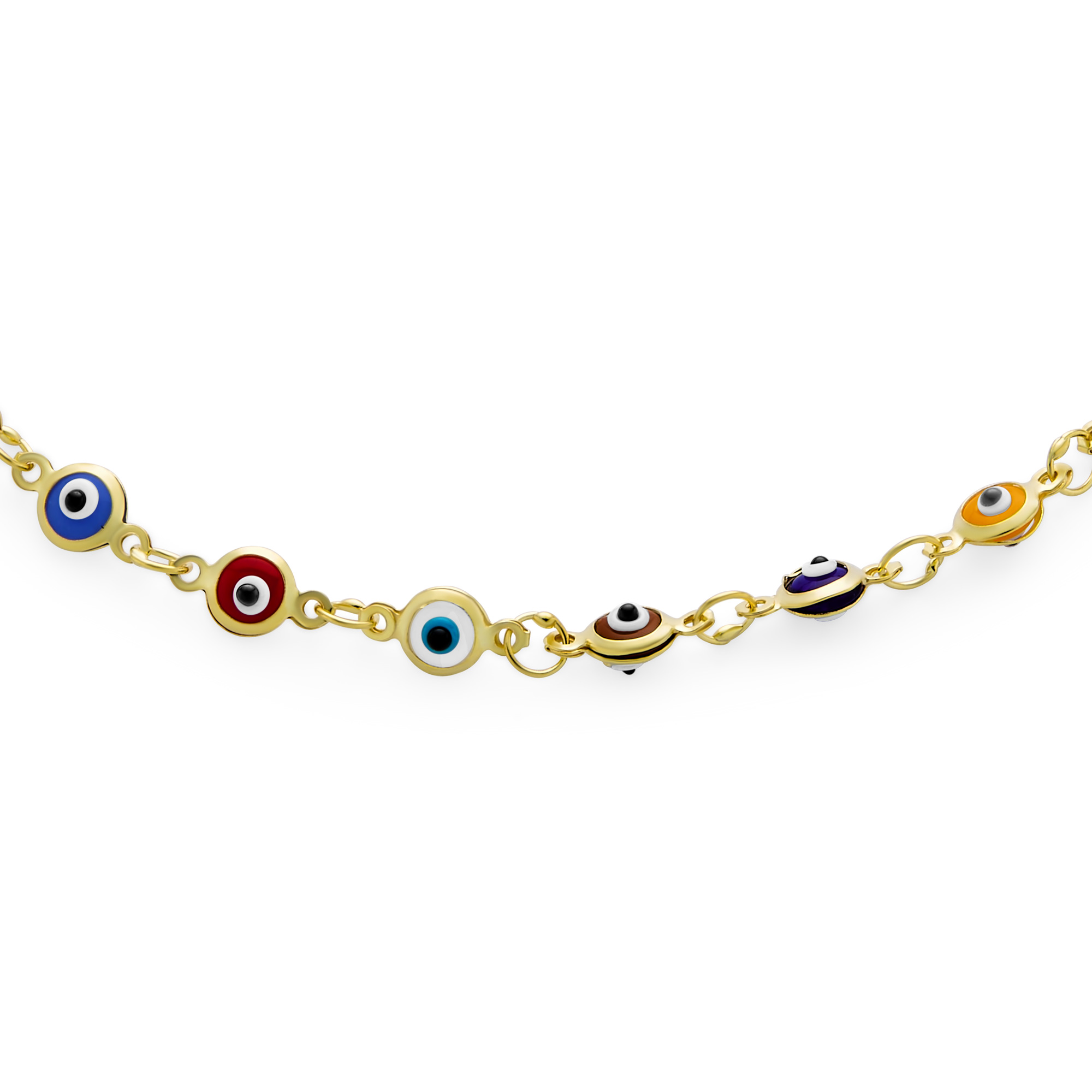 Multi Color Evil Eyes Anklet Bracelet Rose Gold Plated .925 Silver 10 Multi Color Evil Eyes Anklet Bracelet Rose Gold Plated .925 Silver 10