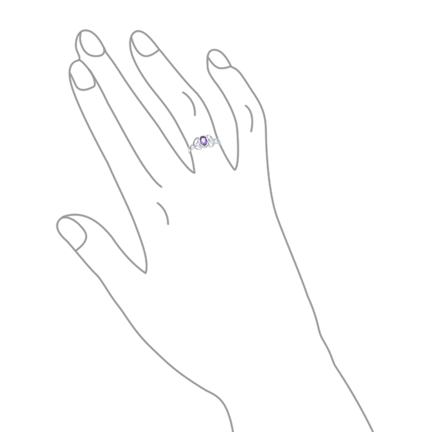 Delicate Oval Gemstone Silver Ring for BFF Sorority Sister Celtic Knot Design - 第 14/15 張圖片