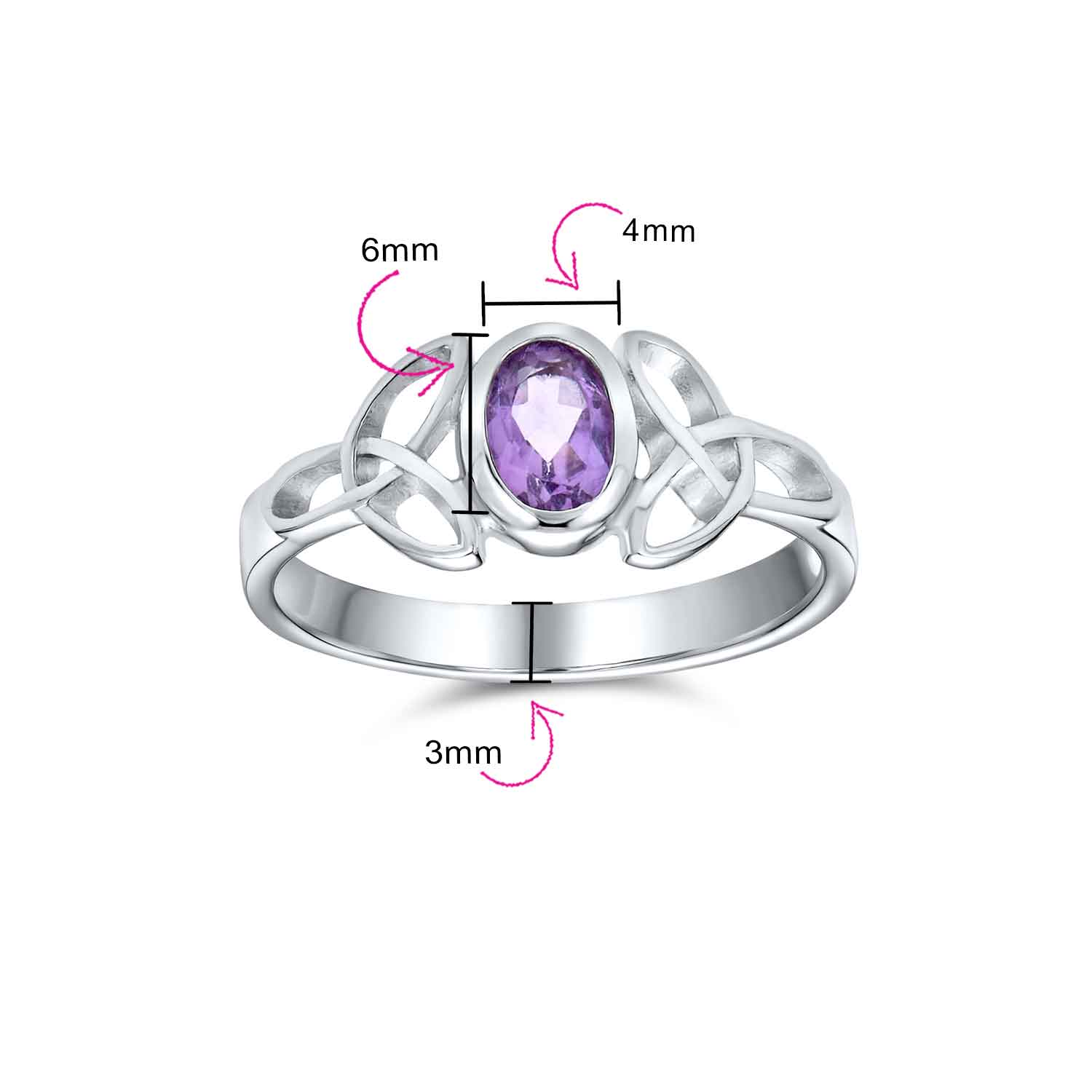 Delicate Oval Gemstone Silver Ring for BFF Sorority Sister Celtic Knot Design - 第 15/15 張圖片