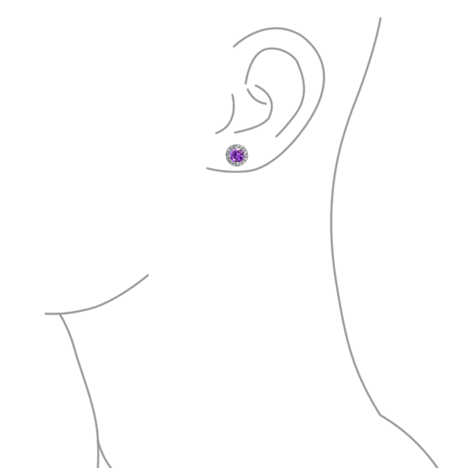 Round Solitaire Halo Multi Color CZ Stud Earrings.925 Sterling Silver 8MM - Picture 31 of 32