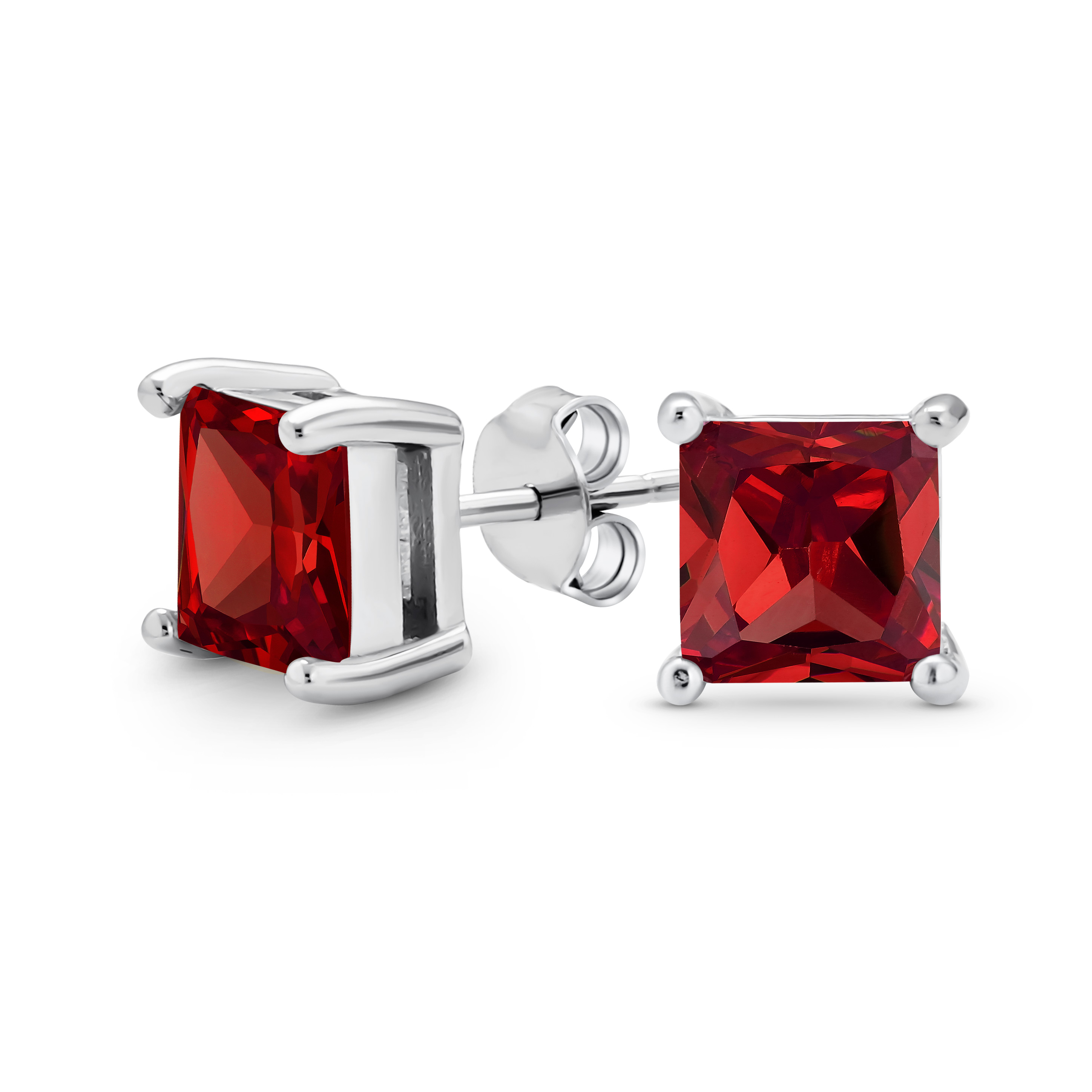 Square Cubic Zirconia Solitaire Princess AAA CZ Stud Earrings For Women Men - Picture 100 of 109