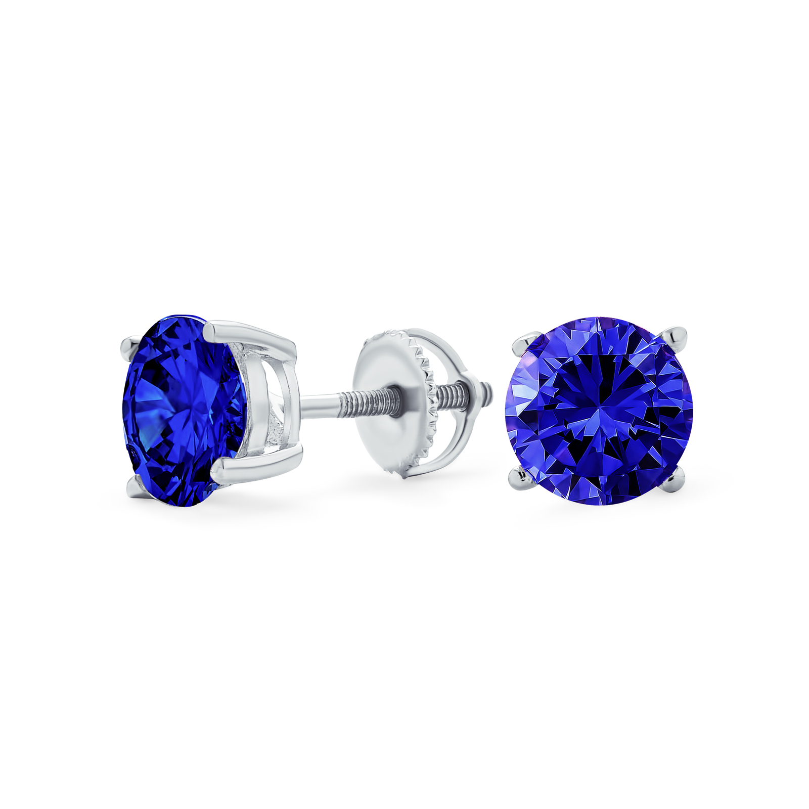 Round Solitaire Brilliant Cut AAA CZ Stud Earrings Screw back For Men Women - 第 13/53 張圖片