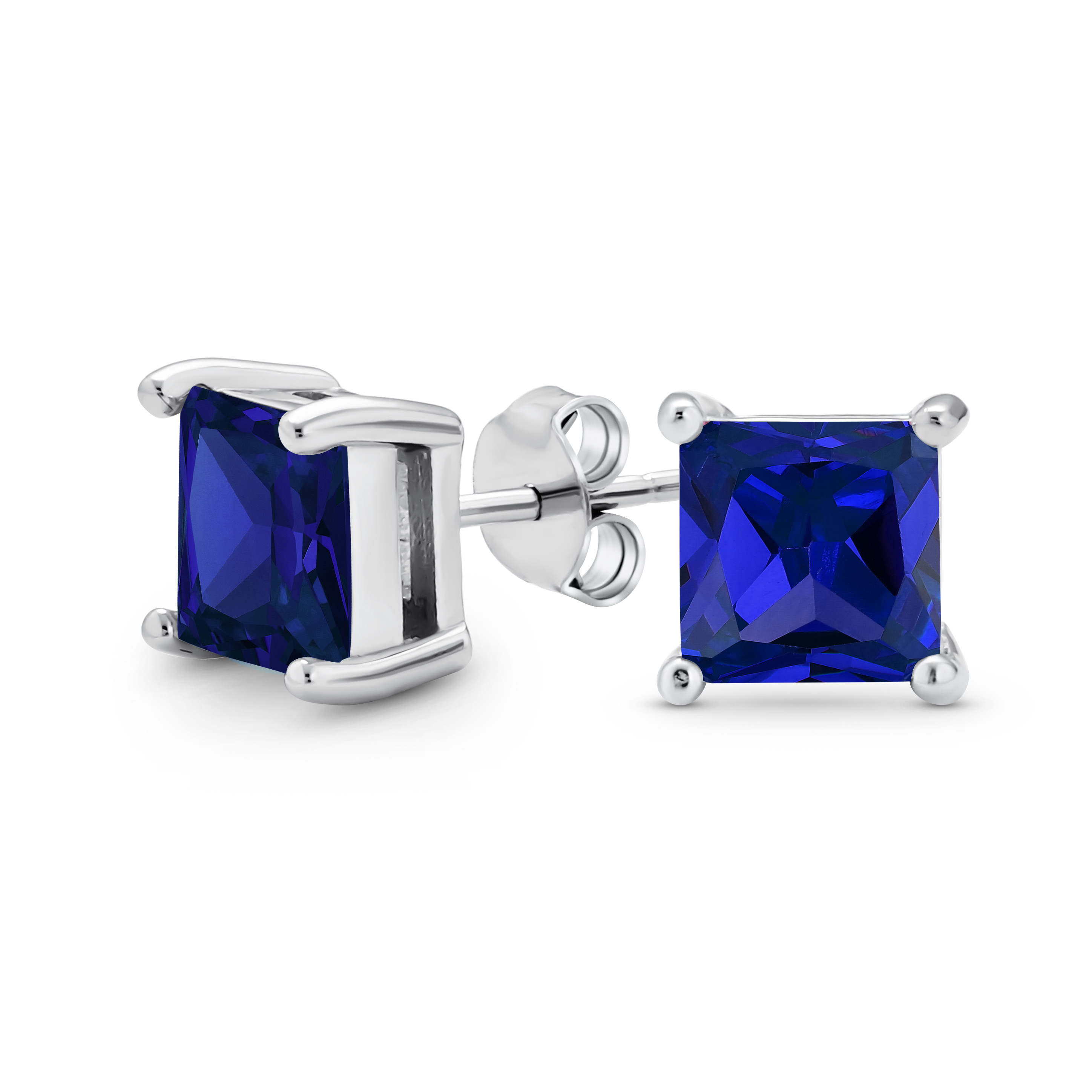 Square Cubic Zirconia Solitaire Princess AAA CZ Stud Earrings For Women Men - Picture 81 of 109