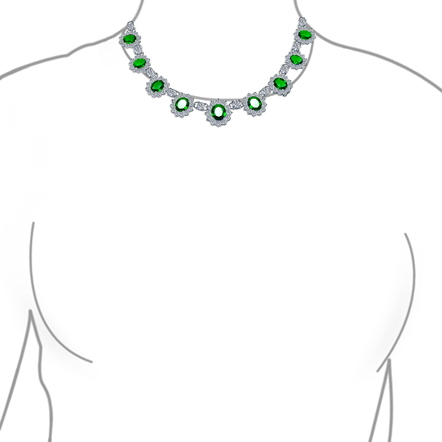 Elegant Vintage Bridal Jewelry Set Collar Necklace & Earrings Silver Plated - Picture 9 of 14