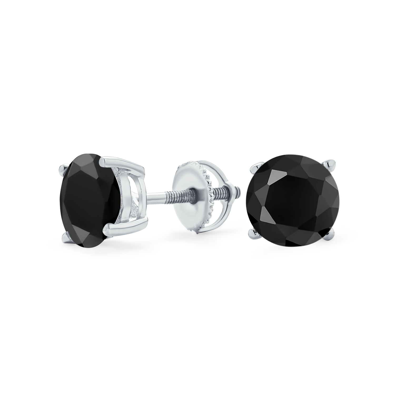 Round Solitaire Brilliant Cut AAA CZ Stud Earrings Screw back For Men Women - 第 47/53 張圖片