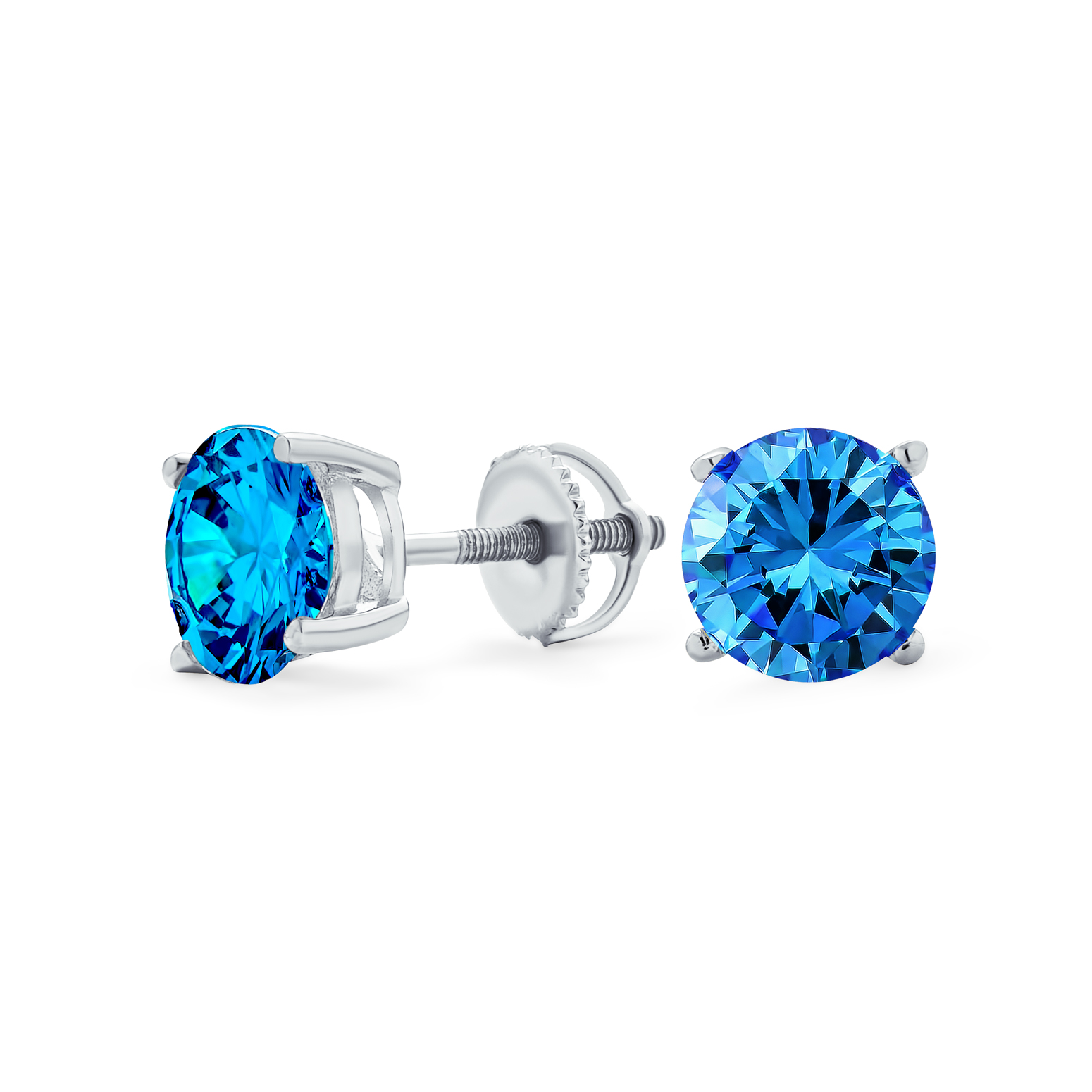 Round Solitaire Brilliant Cut AAA CZ Stud Earrings Screw back For Men Women - 第 31/53 張圖片