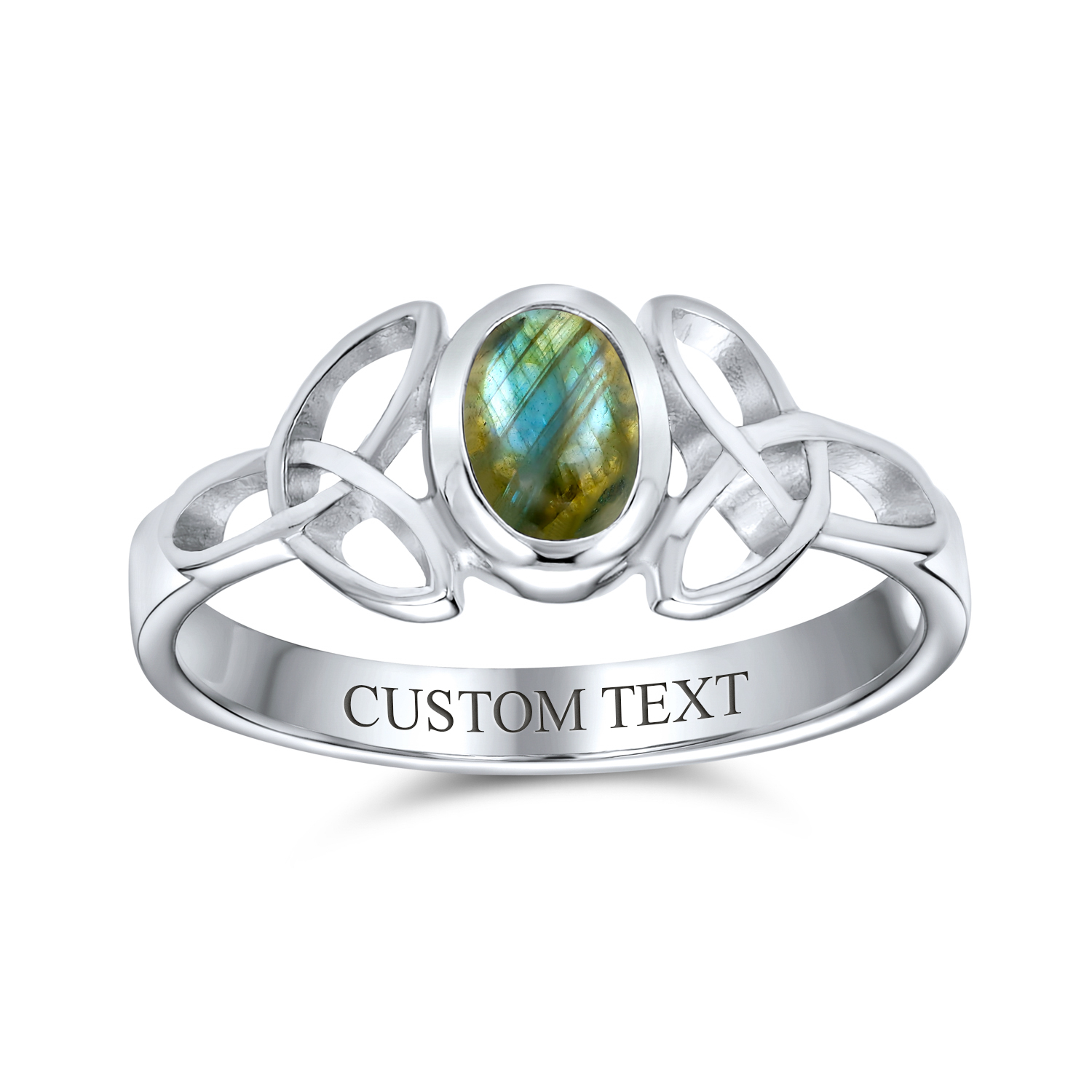 Delicate Oval Gemstone Silver Ring for BFF Sorority Sister Celtic Knot Design - 第 8/15 張圖片