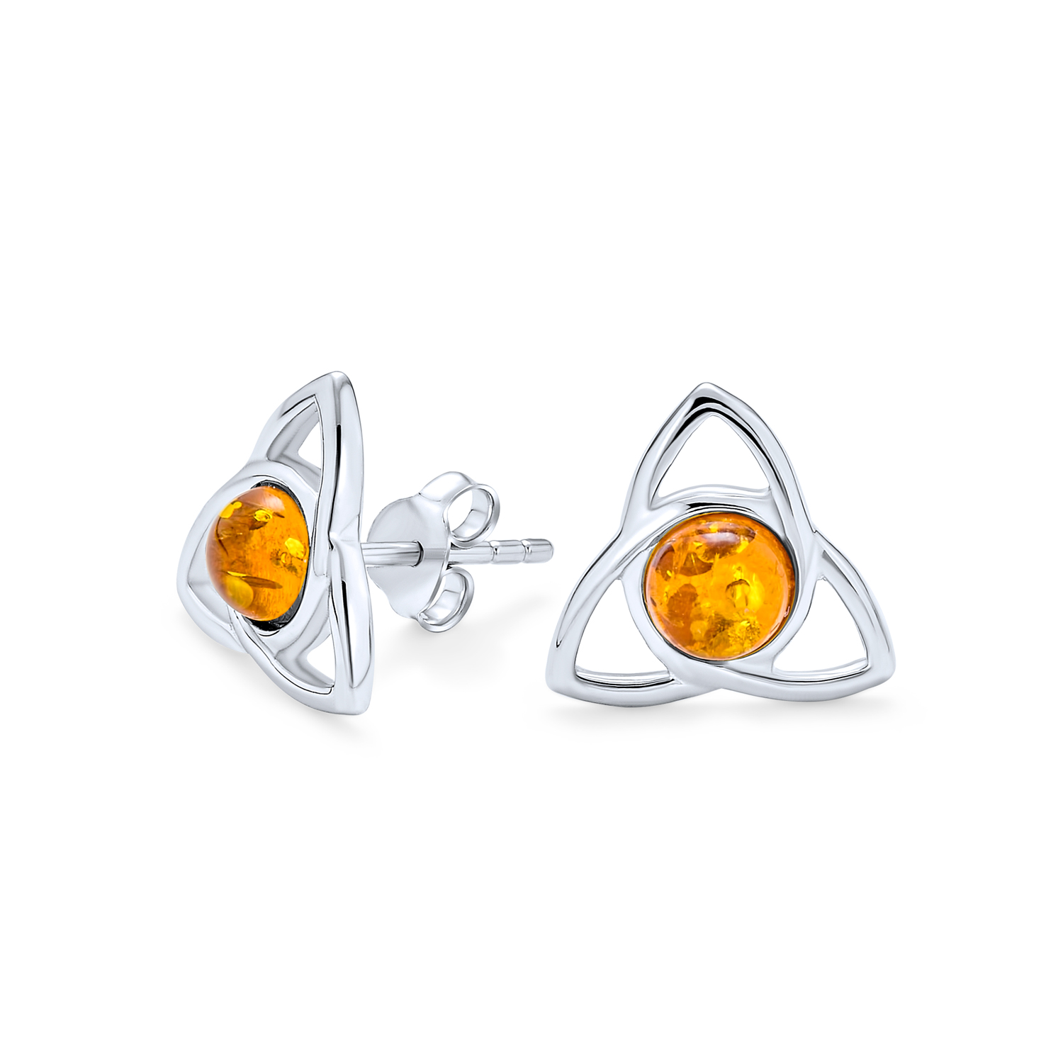Sterling Silver Amber Celtic Love Knots Ring