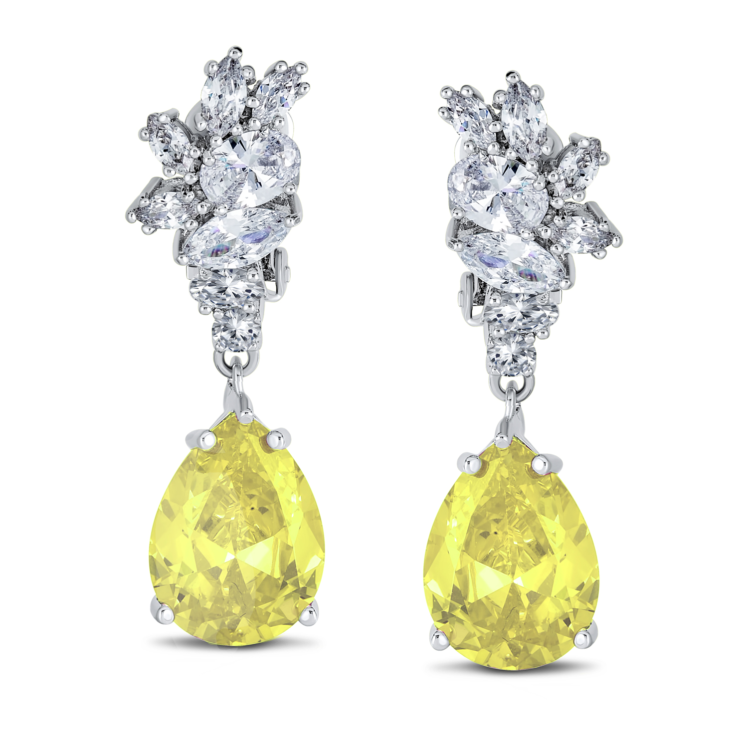 Vintage Style CZ Gemstone Leaf Teardrop Clip-On Earrings for Weddings & Proms - 第 12/14 張圖片