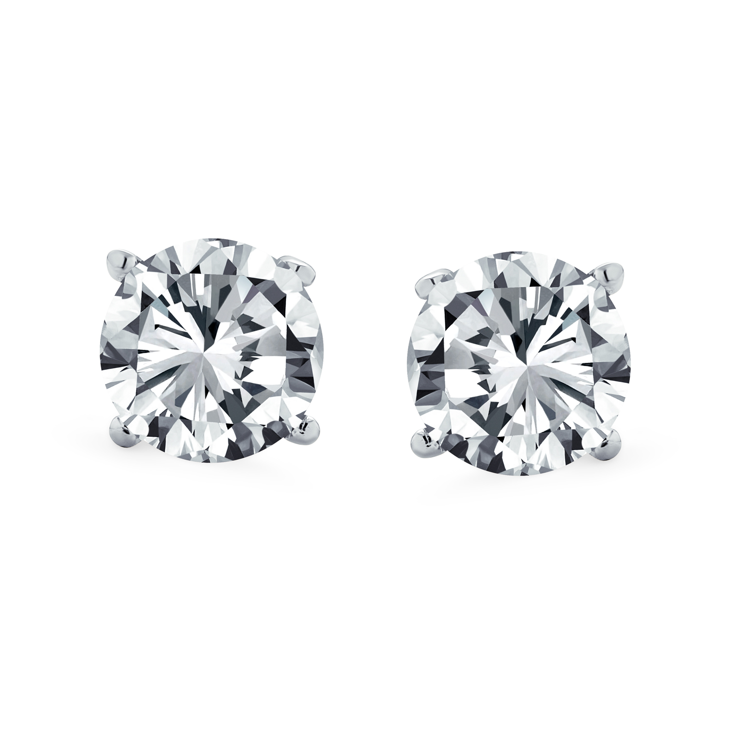 Round Solitaire Brilliant Cut AAA CZ Stud Earrings Screw back For Men Women - 第 18/53 張圖片