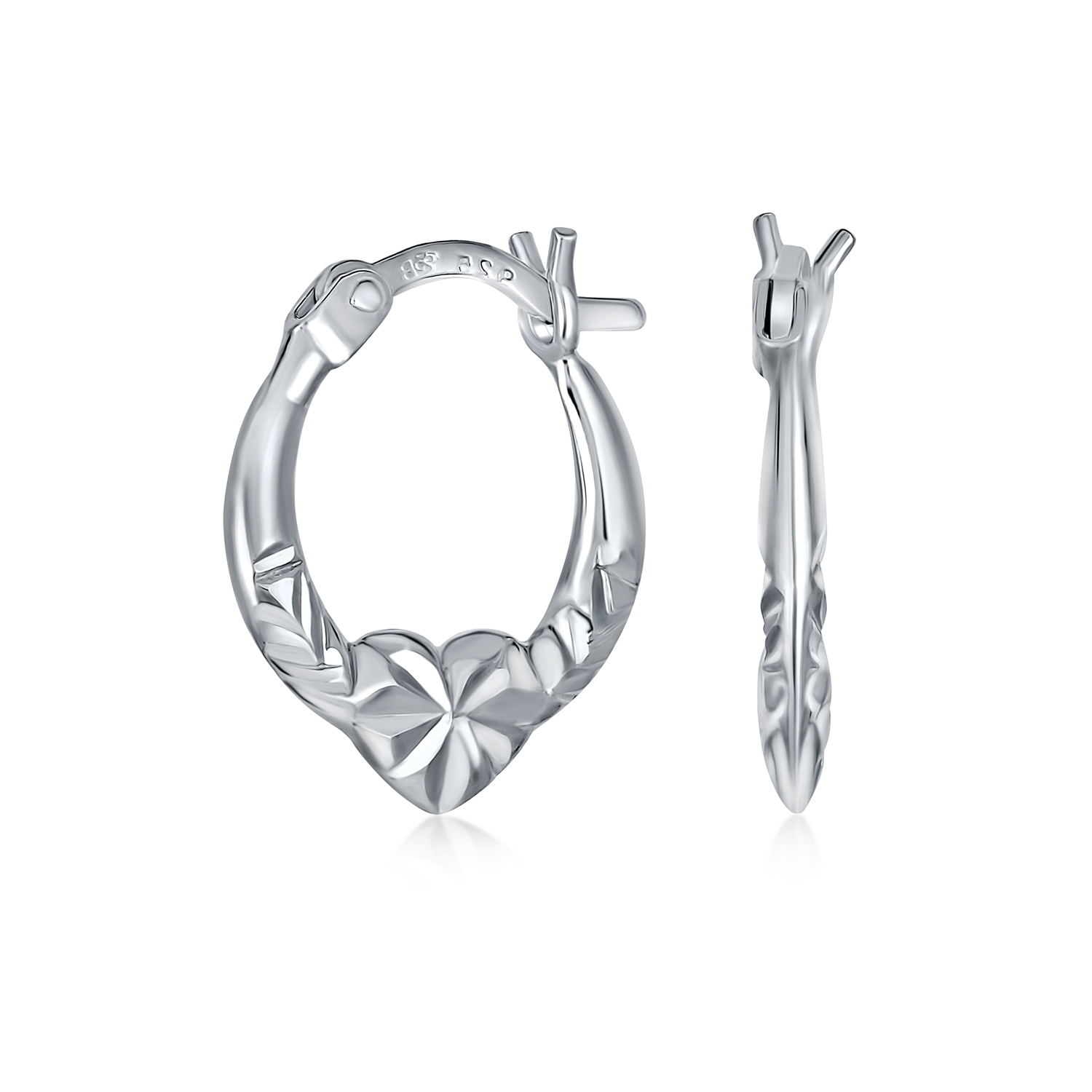 Angel Wings Heart Celtic Claddagh Hoop Earrings Gold Plated Silver .5- Inch - Product main view