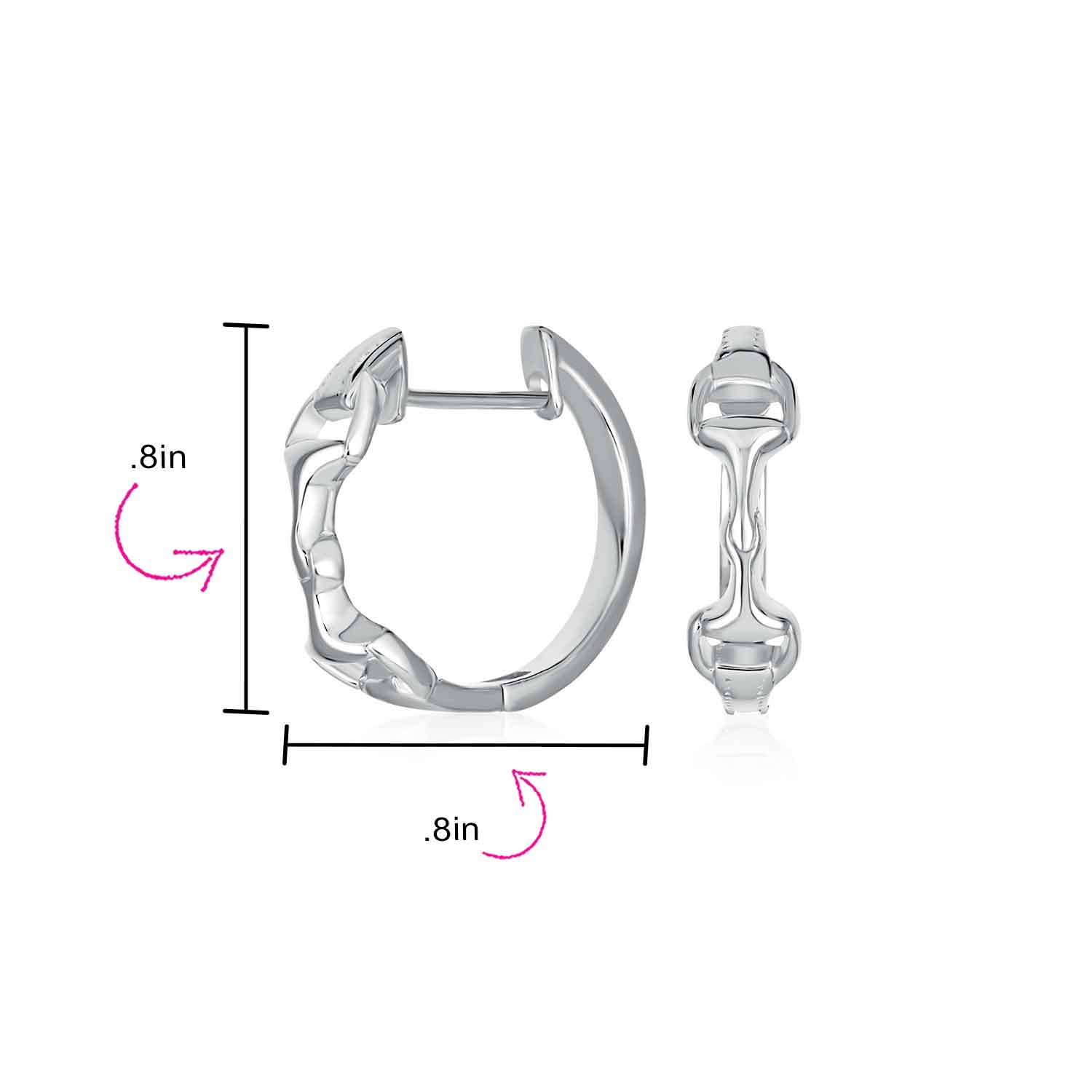 Equestrian Horse Gift Snaffle Bit Hoop Huggie Earrings 14K Gold Plated Silver - Picture 9 of 13