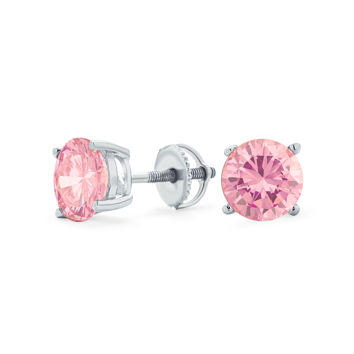 Round Solitaire Brilliant Cut AAA CZ Stud Earrings Screw back For Men Women - 第 35/53 張圖片