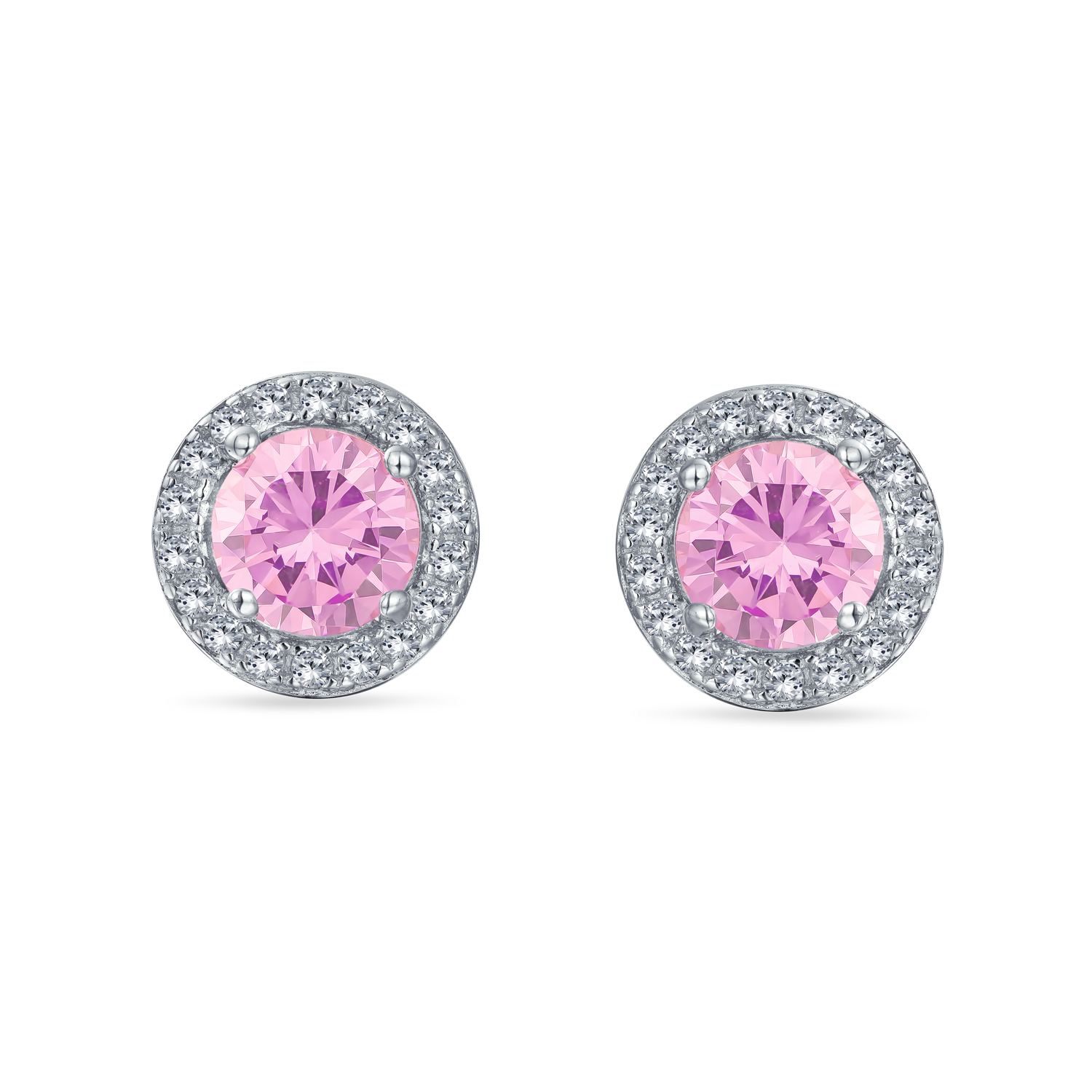Round Solitaire Halo Multi Color CZ Stud Earrings.925 Sterling Silver 8MM - Picture 22 of 32