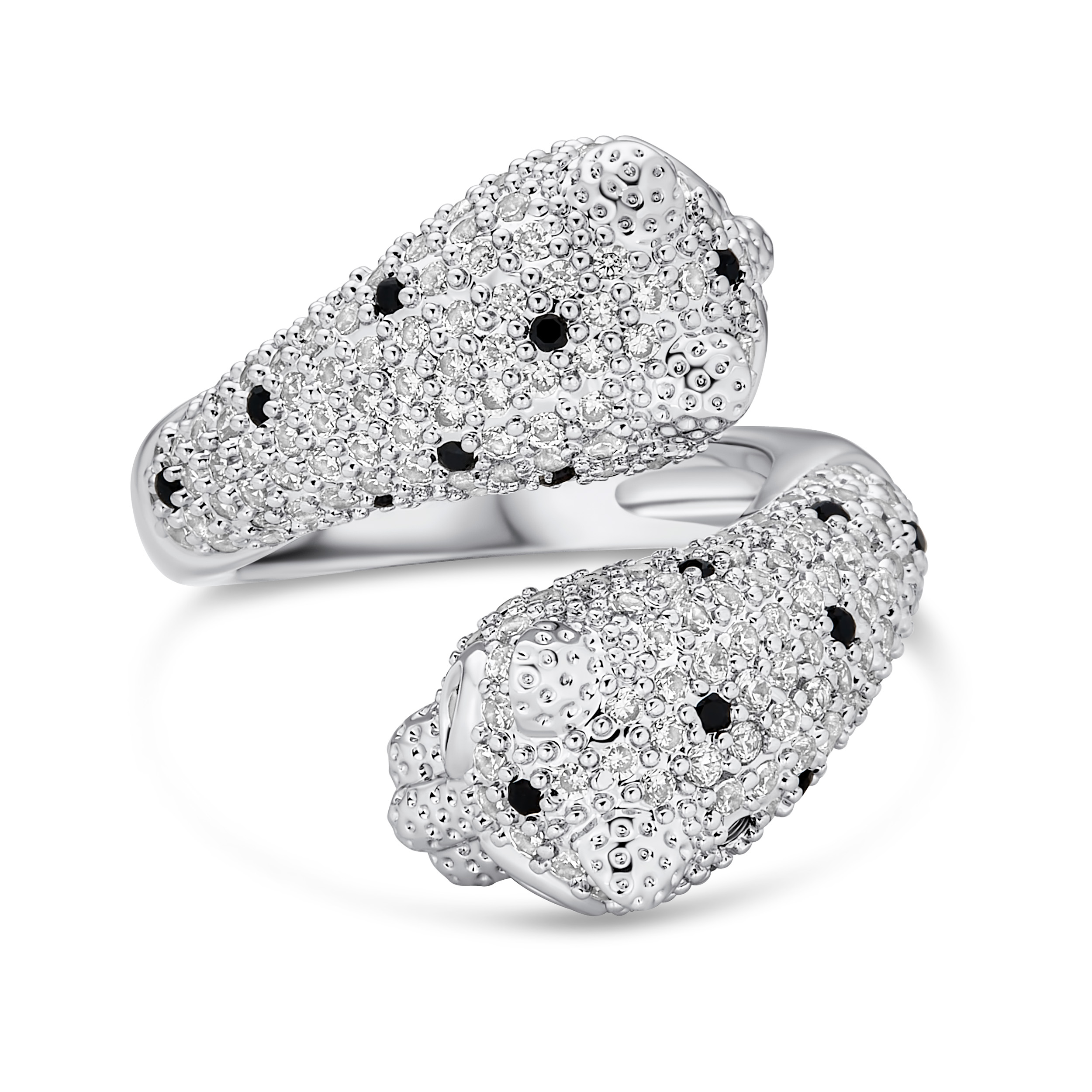 Green Eye Cubic Zirconia Cocktail Statement Ring Silver-Plated Panther Design - Picture 9 of 10