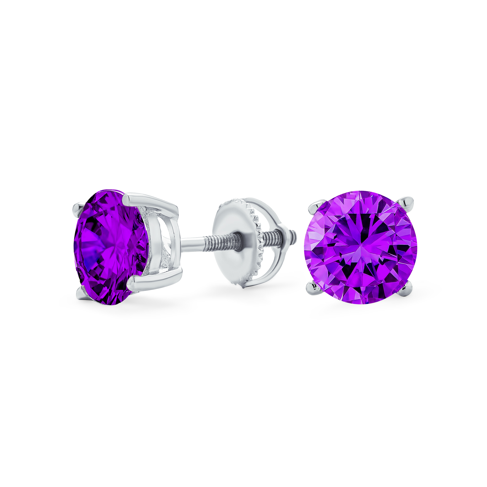 Round Solitaire Brilliant Cut AAA CZ Stud Earrings Screw back For Men Women - 第 39/53 張圖片