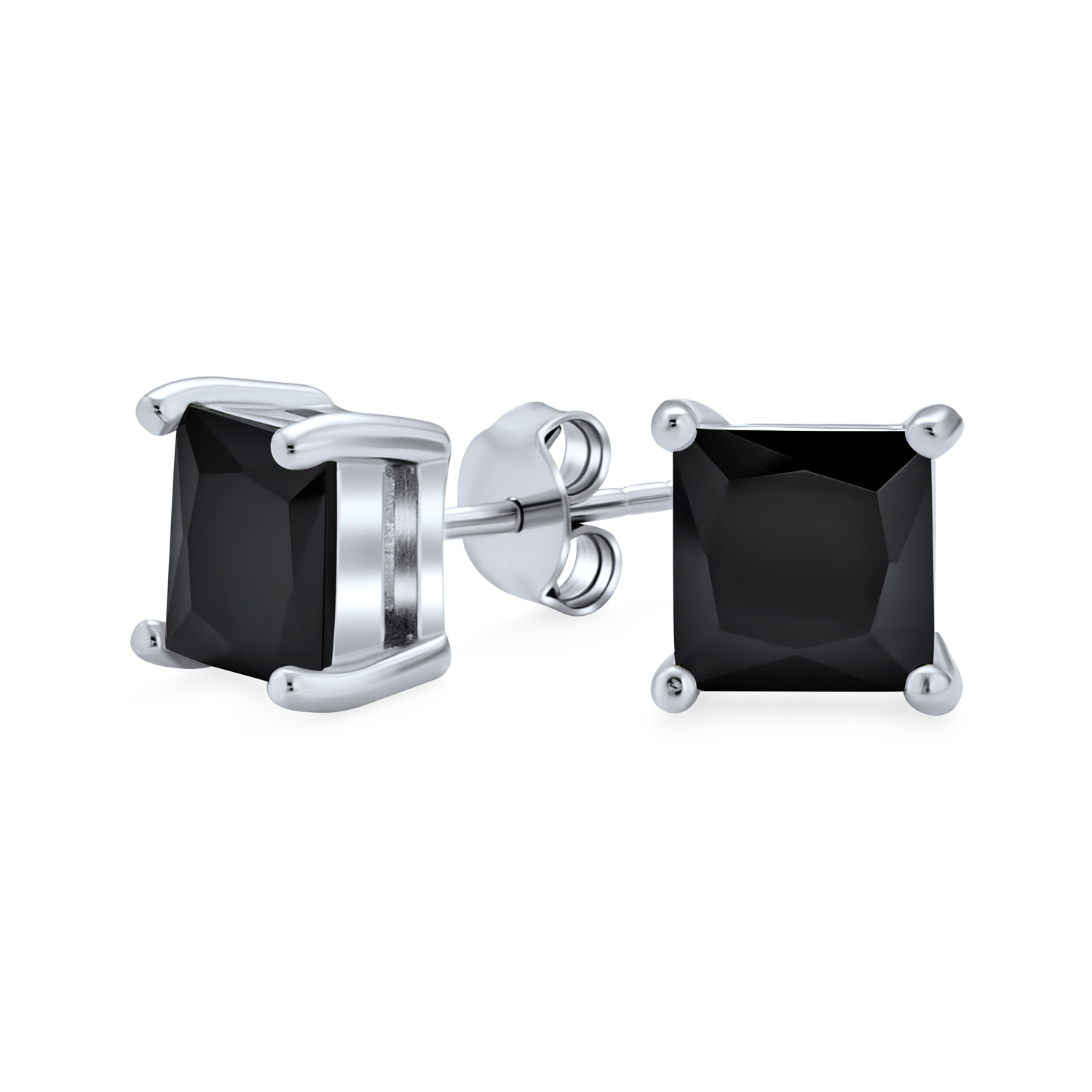 Square Cubic Zirconia Solitaire Princess AAA CZ Stud Earrings For Women Men - Picture 77 of 109