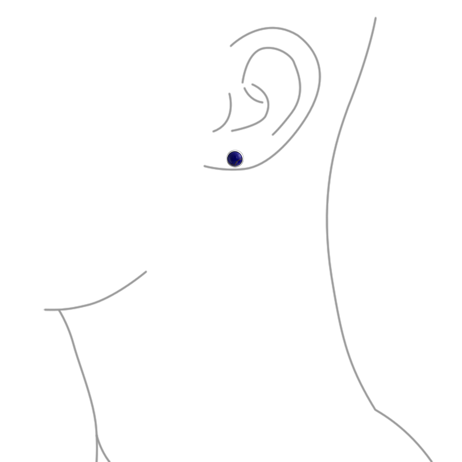 Simple Gemstone Blue Lapis Turquoise Onyx Bezel Stud Earrings 14K Gold Silver - Picture 12 of 28