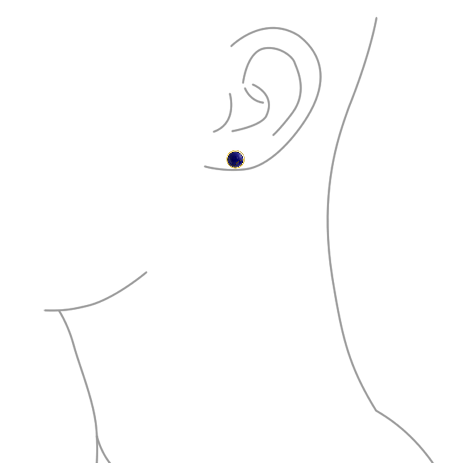 Simple Gemstone Blue Lapis Turquoise Onyx Bezel Stud Earrings 14K Gold Silver - Picture 19 of 28