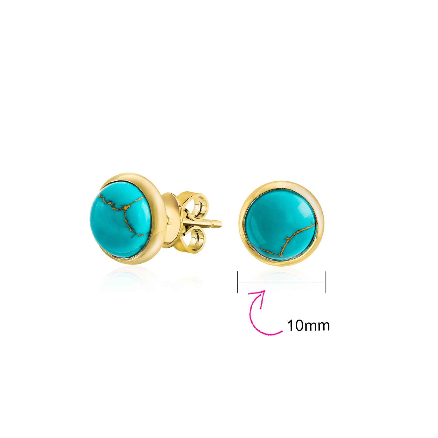 Gift Bag. 18K gold plate over sterling silver cabochon turquoise earrings Gift Bag. 18K gold plate over sterling silver cabochon turquoise earrings