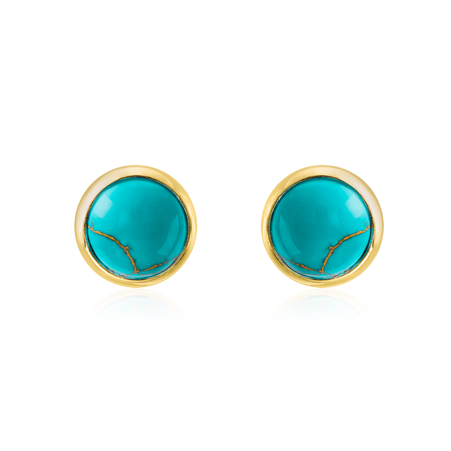 Simple Gemstone Blue Lapis Turquoise Onyx Bezel Stud Earrings 14K Gold Silver - Picture 14 of 28