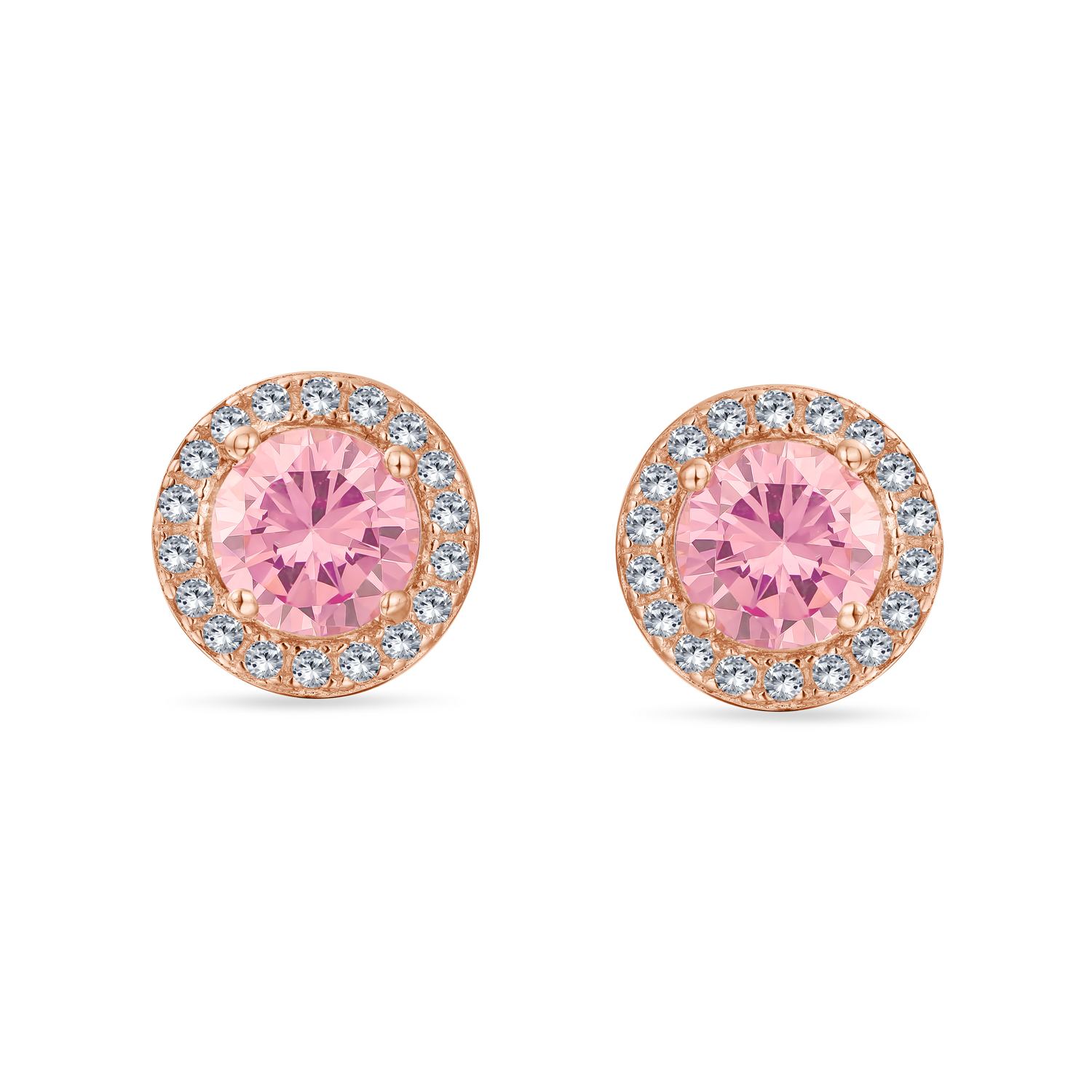 Round Solitaire Halo Multi Color CZ Stud Earrings.925 Sterling Silver 8MM - Picture 26 of 32