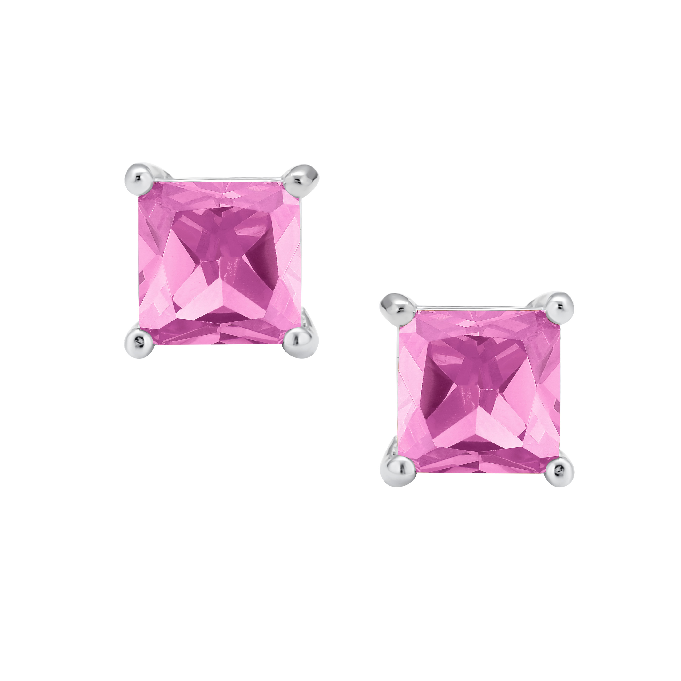 Square Cubic Zirconia Solitaire Princess AAA CZ Stud Earrings For Women Men - Picture 60 of 109