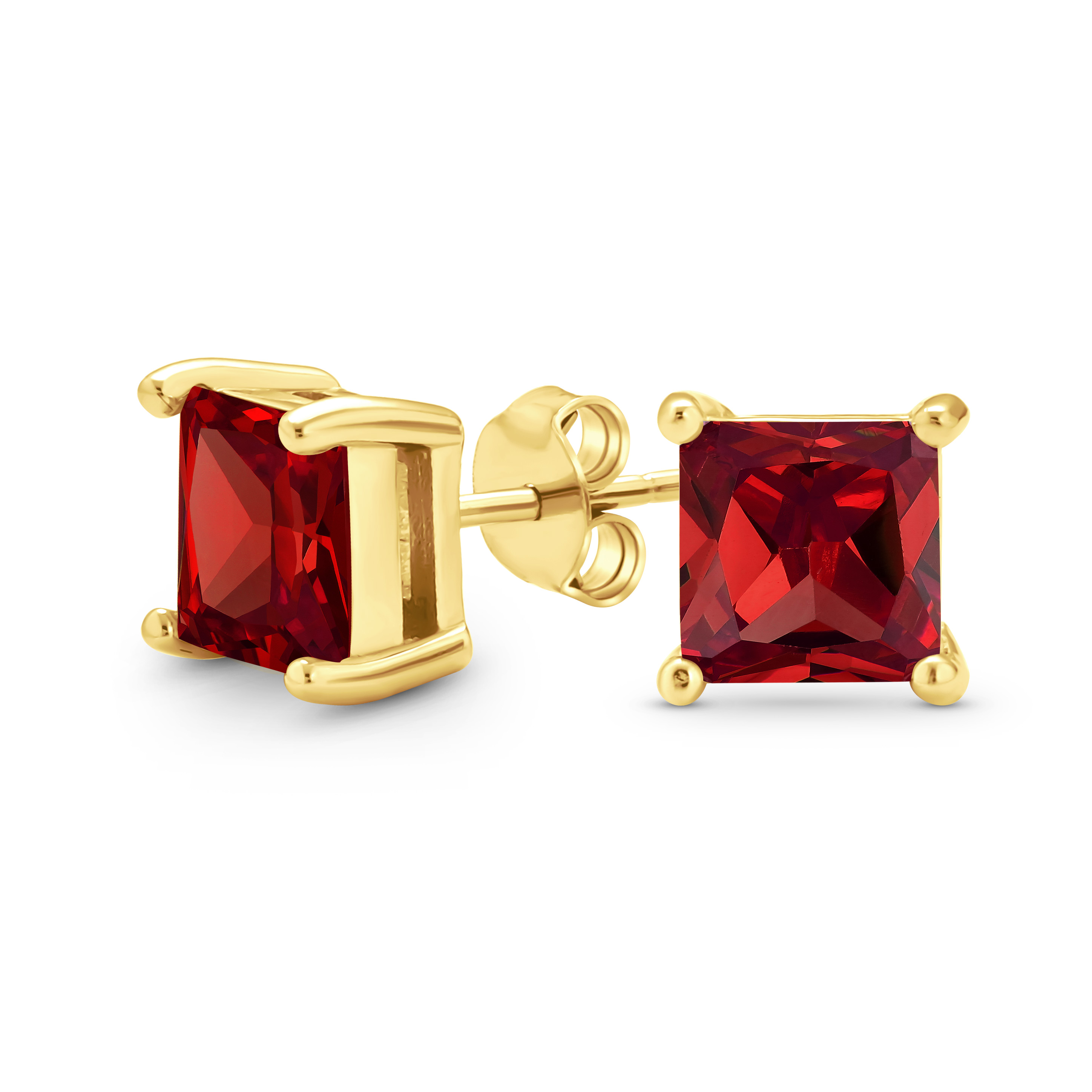 Square Cubic Zirconia Solitaire Princess AAA CZ Stud Earrings For Women Men - Picture 69 of 109