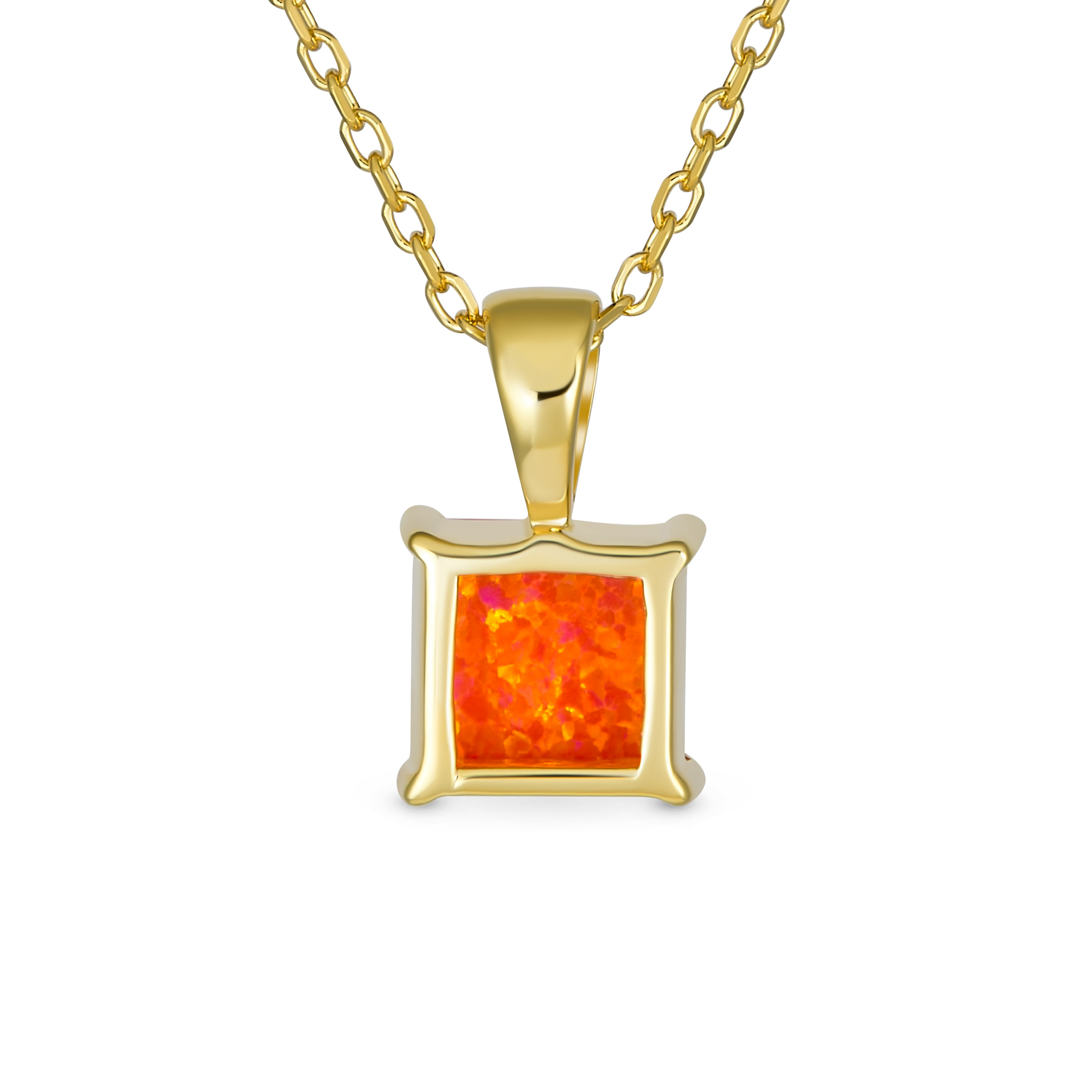 Traditional Dainty Opal Gemstone Pendant Necklace Gold Plated Sterling Silver - Picture 14 of 16