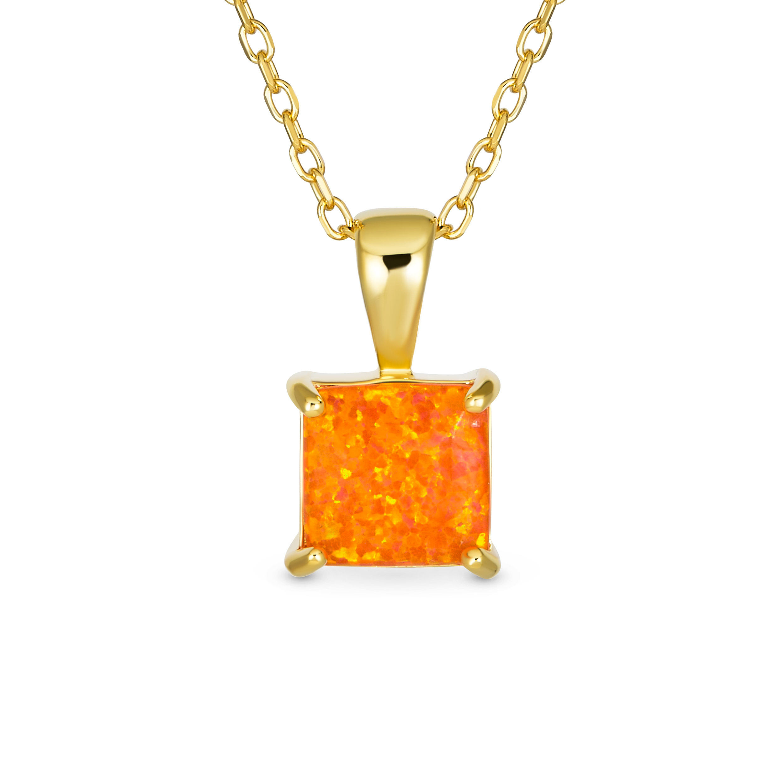 Traditional Dainty Opal Gemstone Pendant Necklace Gold Plated Sterling Silver - Picture 13 of 16