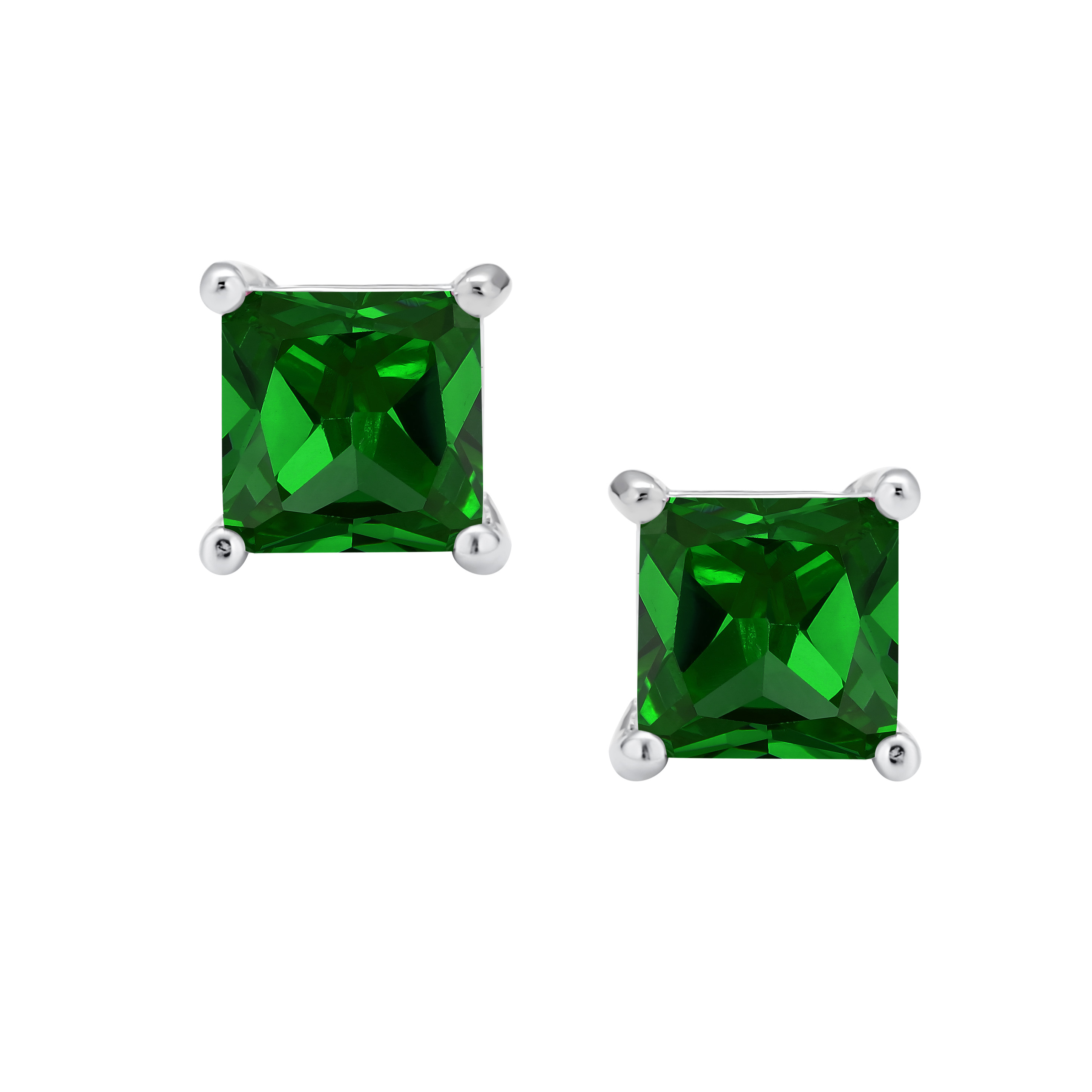 Square Cubic Zirconia Solitaire Princess AAA CZ Stud Earrings For Women Men - Picture 86 of 109