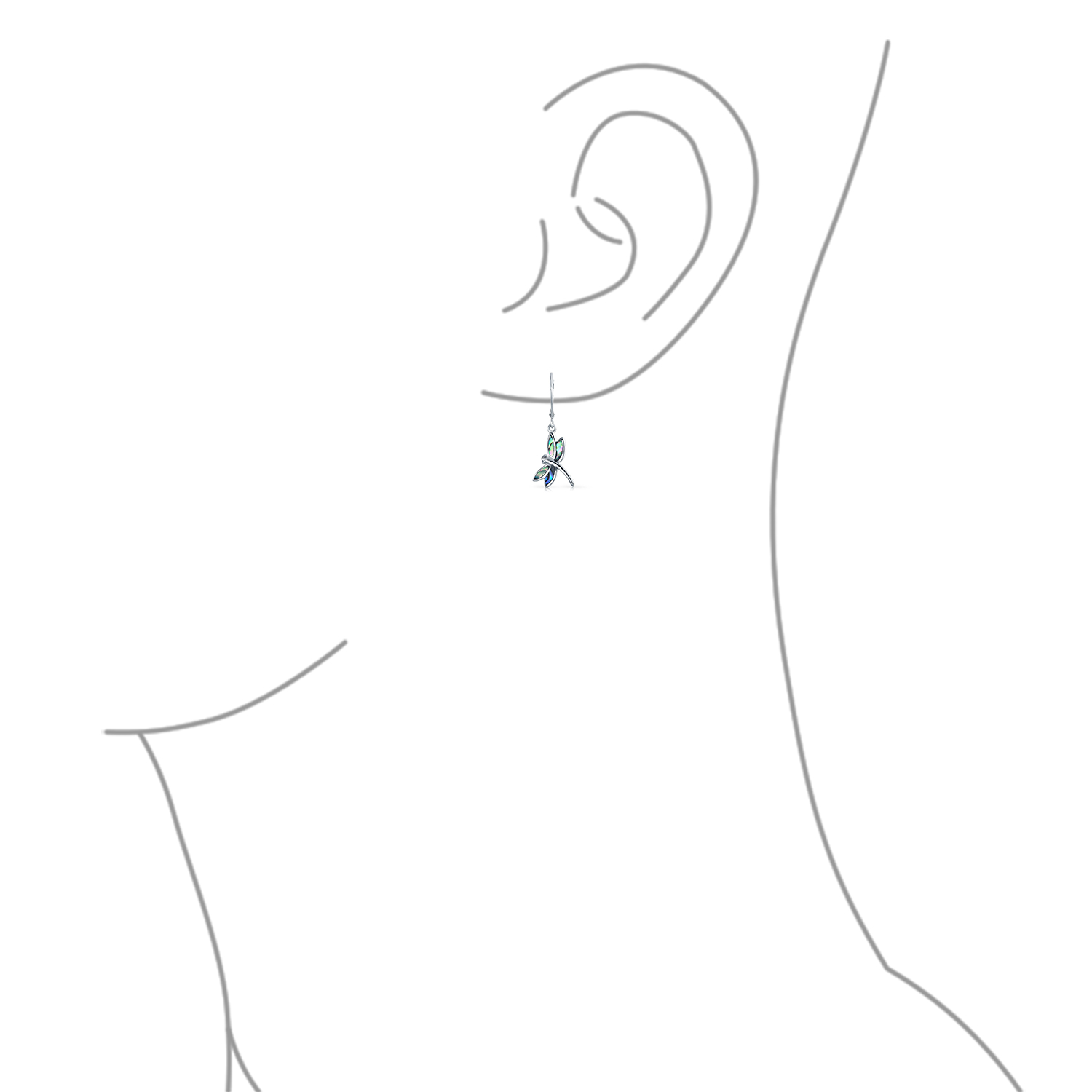 Dainty Butterfly Dragonfly Firefly Gemstone Inlaid Dangle Earrings Silver - Picture 10 of 19