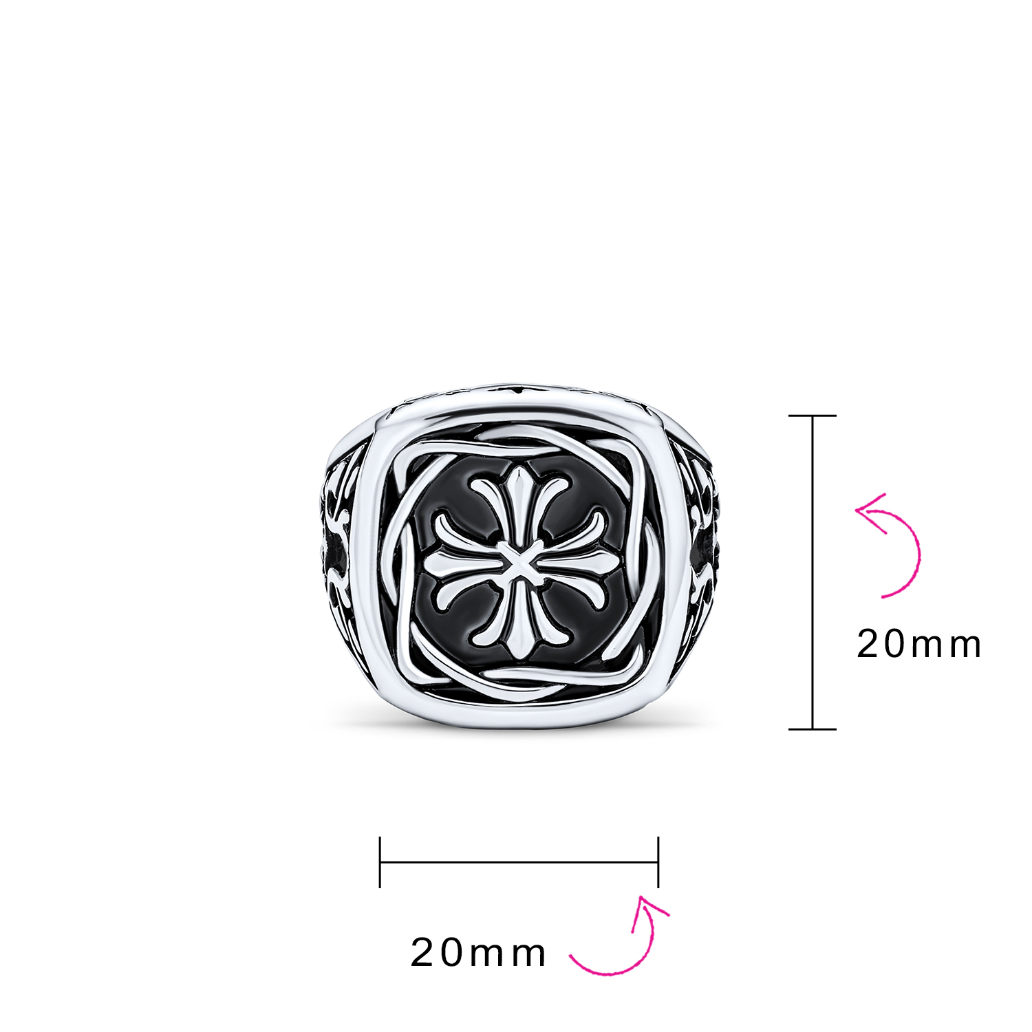 Mens Religious Viking Shield Maltase Fleur De Lis Cross Signet Band Ring For - Picture 8 of 9