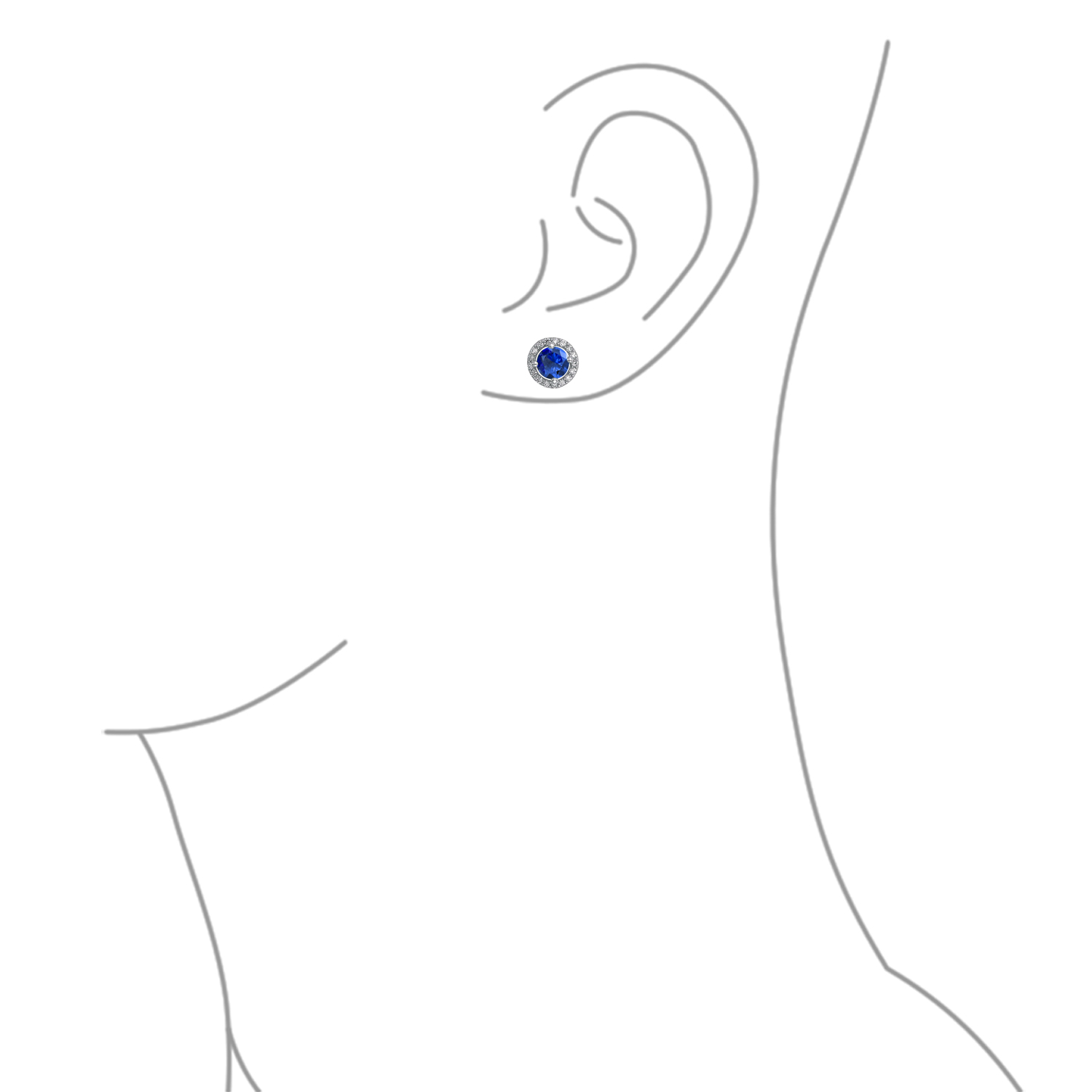 Round Solitaire Halo Multi Color CZ Stud Earrings.925 Sterling Silver 8MM - Picture 10 of 32