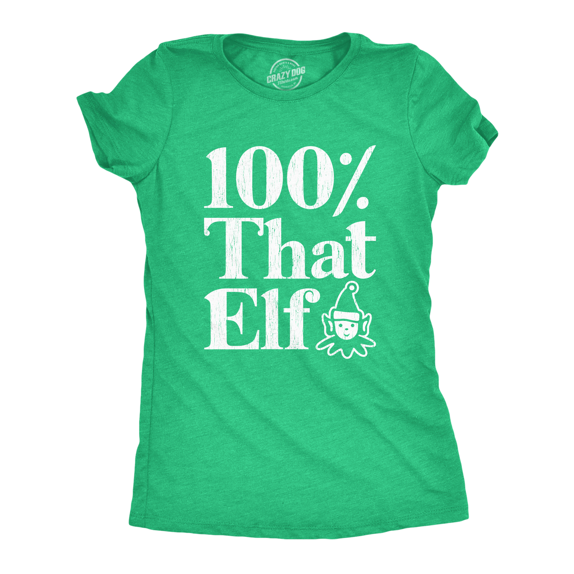 Womens 100% That Elf T Shirt Funny Christmas Party Santas Helper Graphic Novelty - Picture 8 of 9