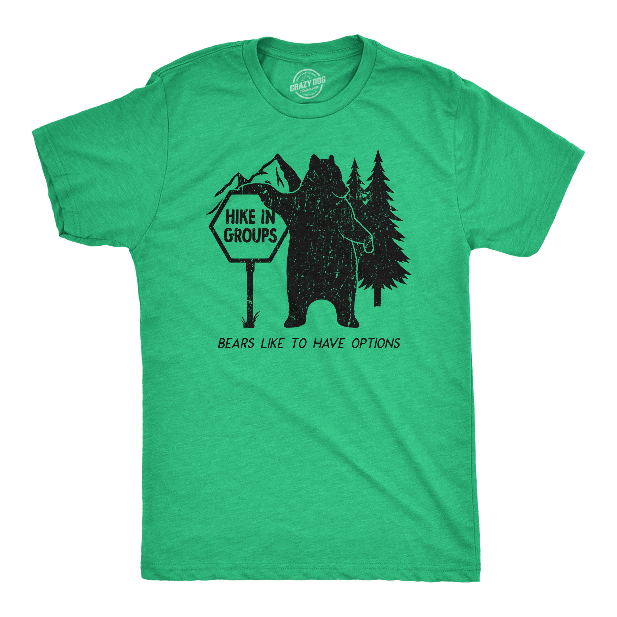 Mens Hike In Groups Bears Like to Have Options T Shirt Funny Hiking Bear Attack