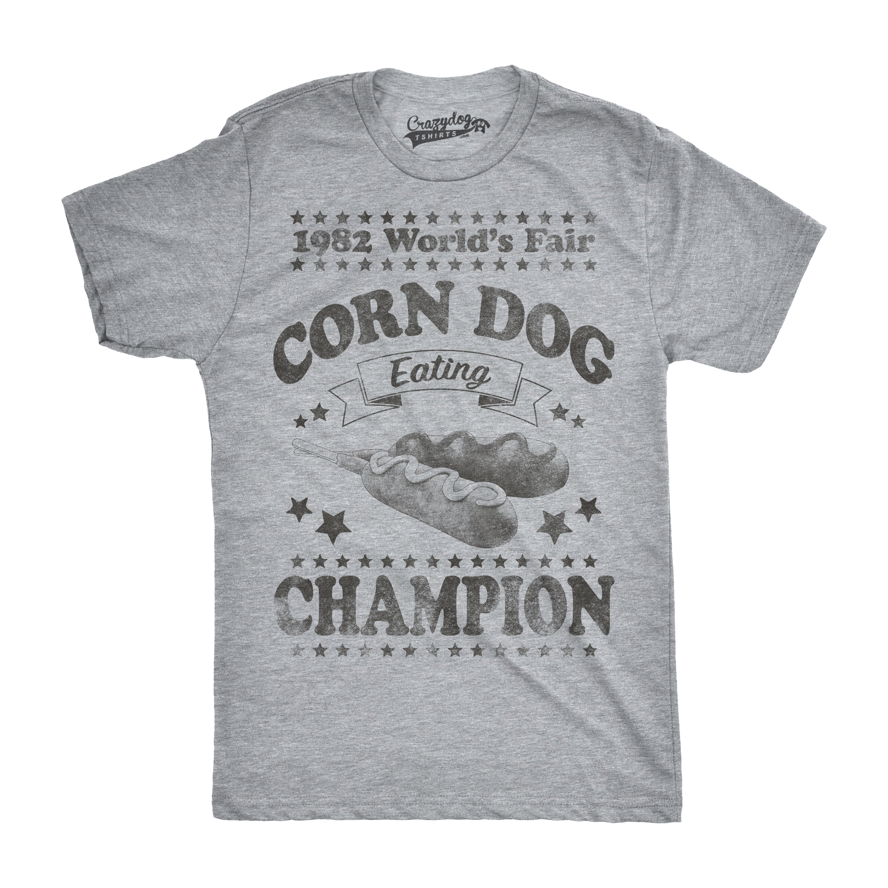 Mens Corn Dog Eating Champion Funny Hot Dog World Fair Vintage 1982 T shirt