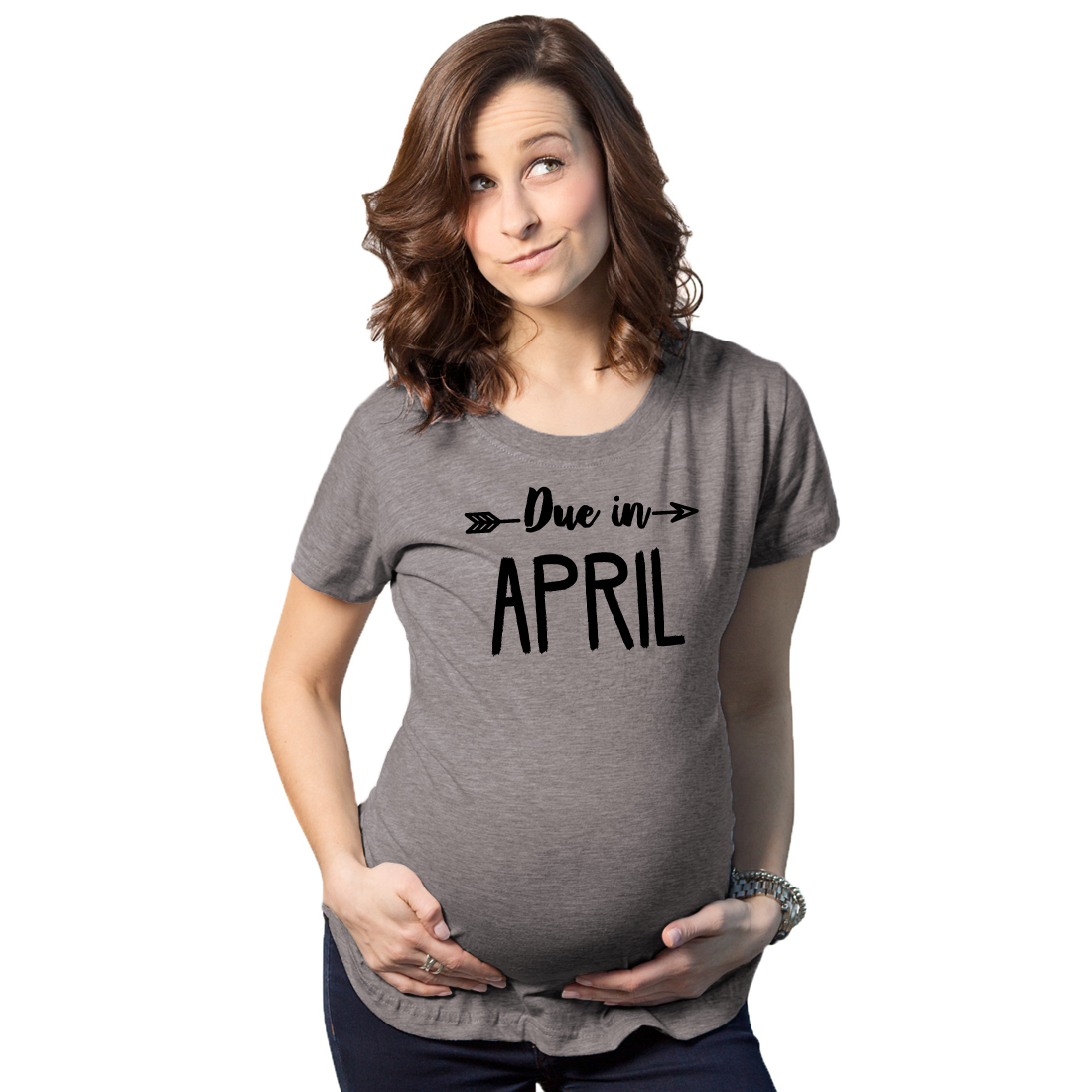 Camisetas divertidas de maternidad vencidas en enero Camisas embarazadas Anuncian mes de embarazo - Imagen 9 de 35