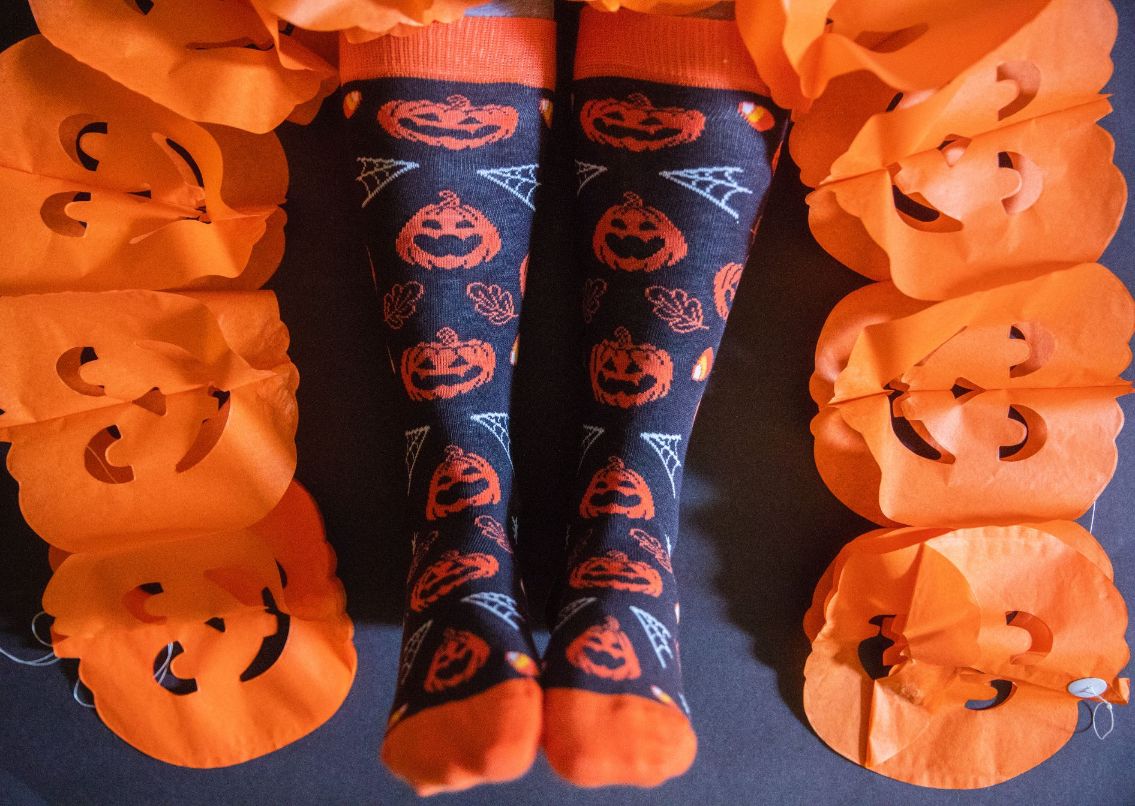 Youth Halloween Socks Funny Zombie Pumpkin Scary Footwear - Picture 13 of 24