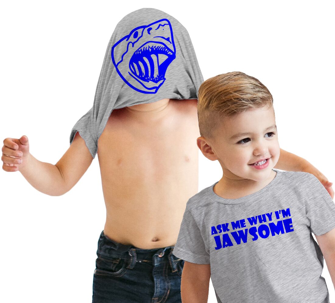 Toddler Ask Me Why Im Jawsome Jaws Shark Flip Up T shirt for Kids - Picture 11 of 29