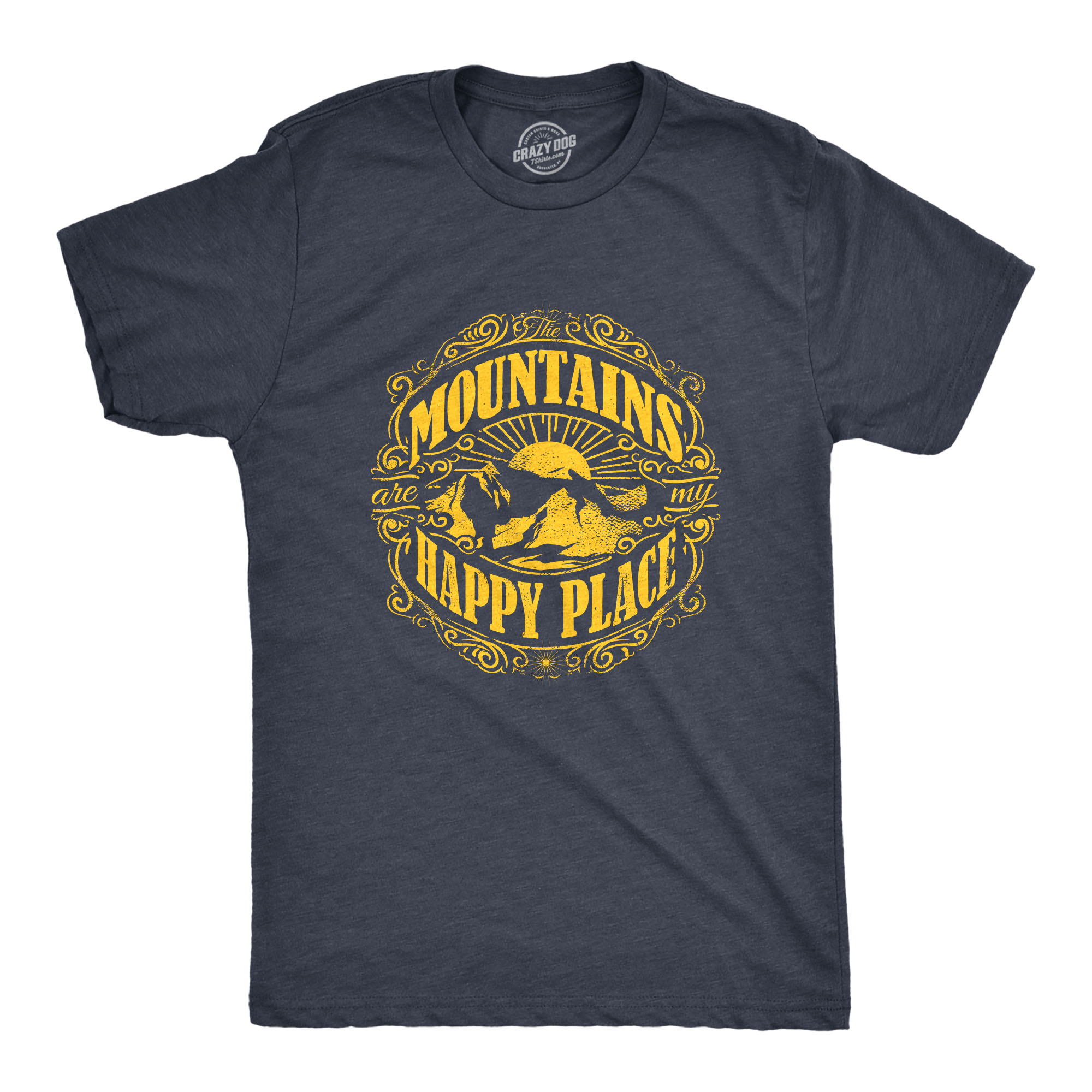 Mens Mountains Are My Happy Place Cool Vintage Rockies Outdoor Nature T shirt