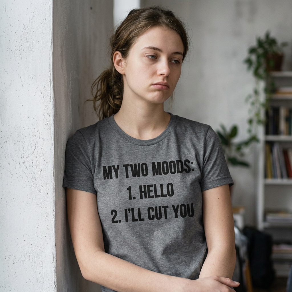 Womens My Two Moods Funny T shirt Novelty Humor Sarcastic Cool Graphic Hilarious