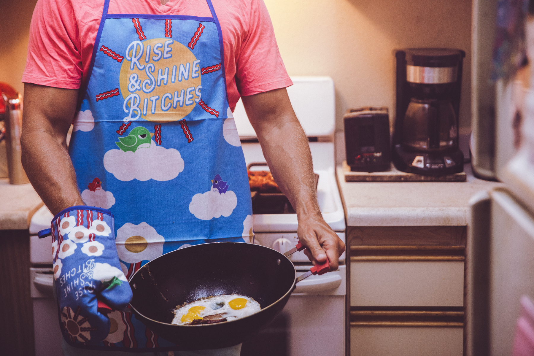 Rise And Shine Bitches Funny Breakfast Bacon And Eggs Graphic Kitchen - Picture 10 of 16