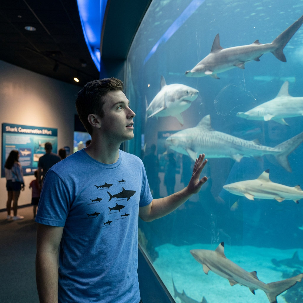 Mens Shark Hierarchy Chart T Shirt Funny Science Ocean Tee for Guys