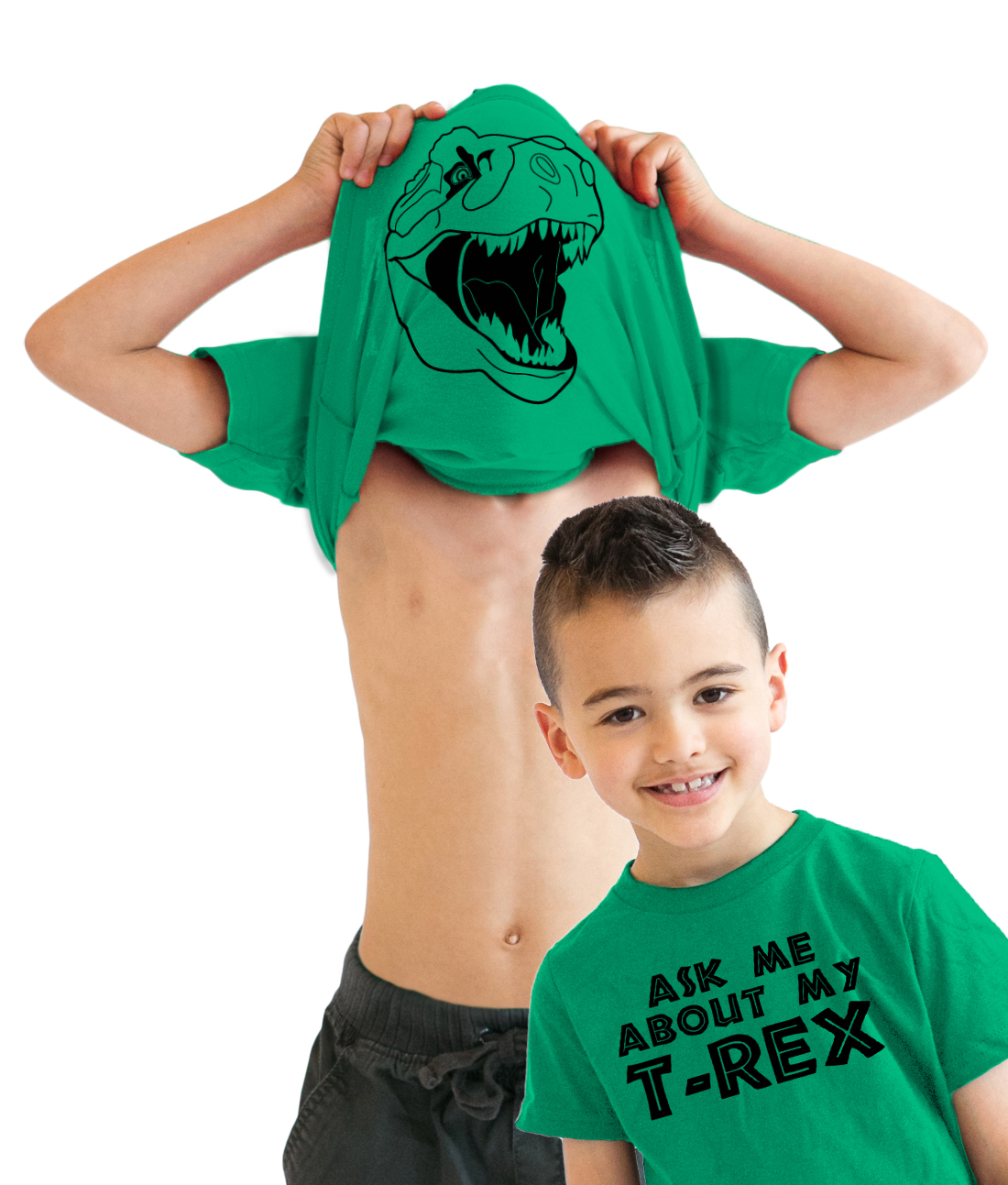 Youth Ask Me About My Trex T Shirt Funny Cool Dinosaur Flip Graphic Print Kids - Picture 12 of 17