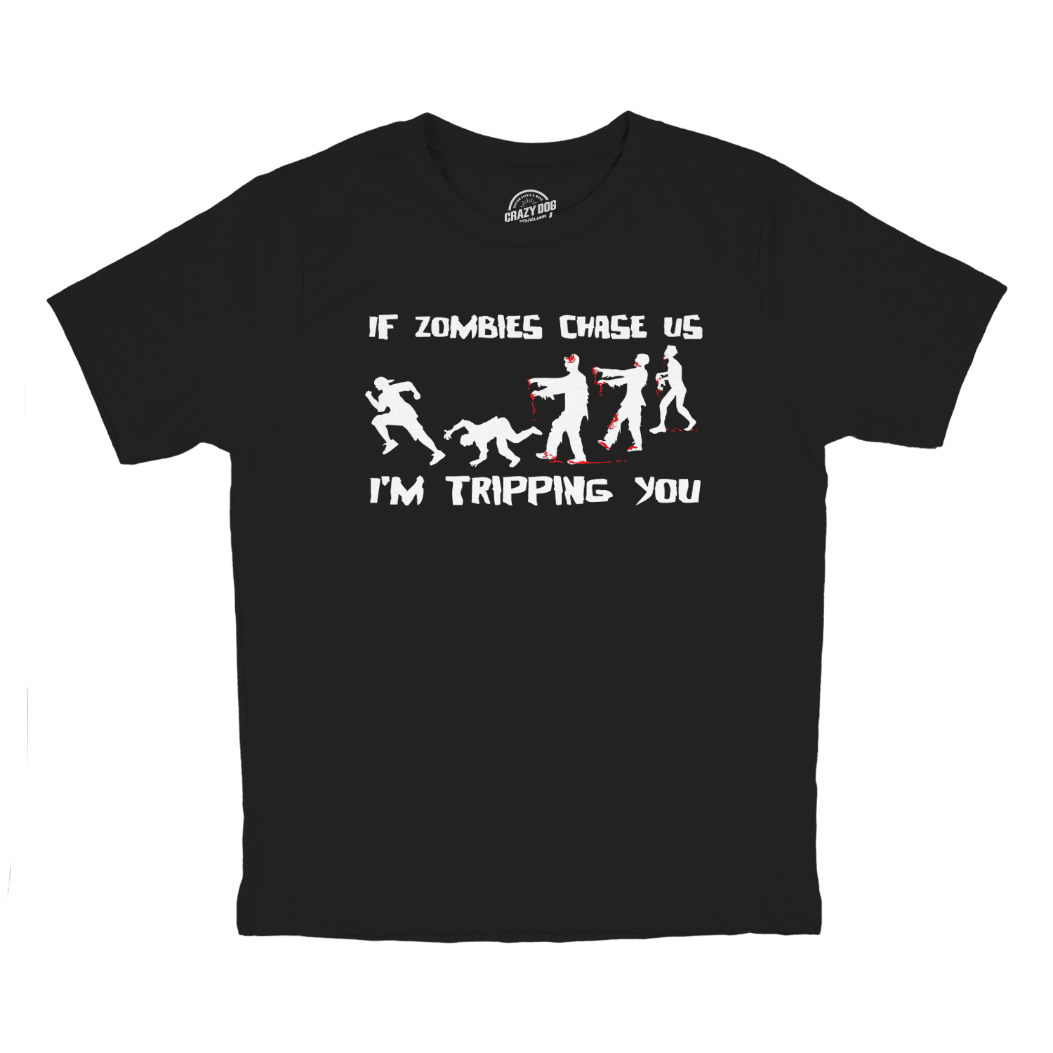 Youth If Zombies Chase Us I'm Tripping You Funny Halloween T Shirt for Kids - Picture 9 of 19