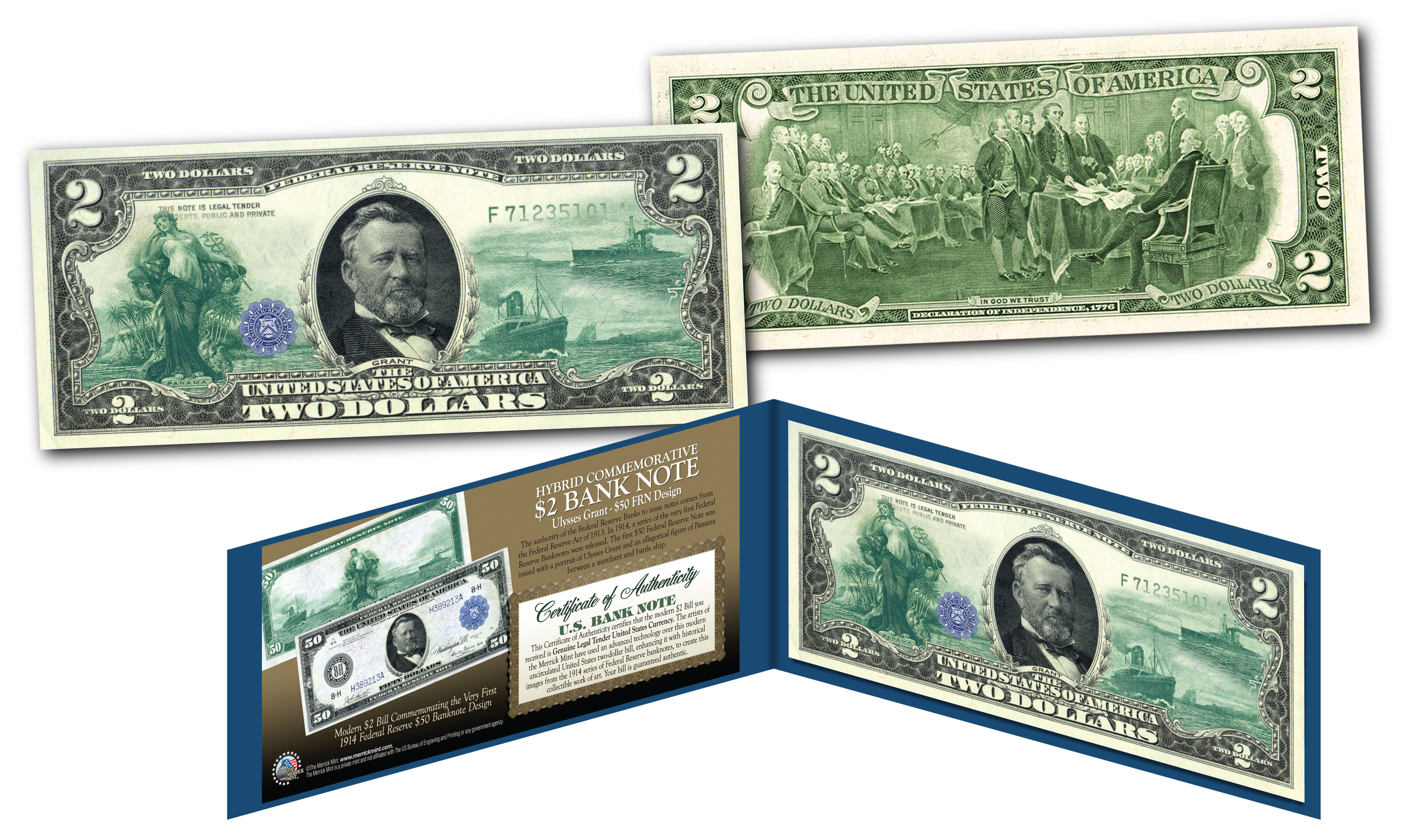 1914 Series 50 Ulysses S Grant FRN Designed On Modern Genuine 2 US Bill 1914 Series 50 Ulysses S Grant FRN Designed On Modern Genuine 2 US Bill